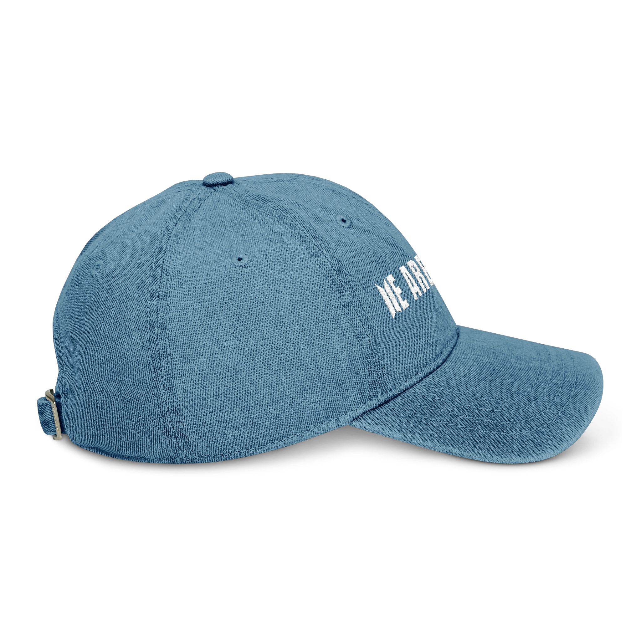 Embroidered Denim WE ARE BACK Hat product thumbnail image Embroidered Denim WE ARE BACK Hat product thumbnail image