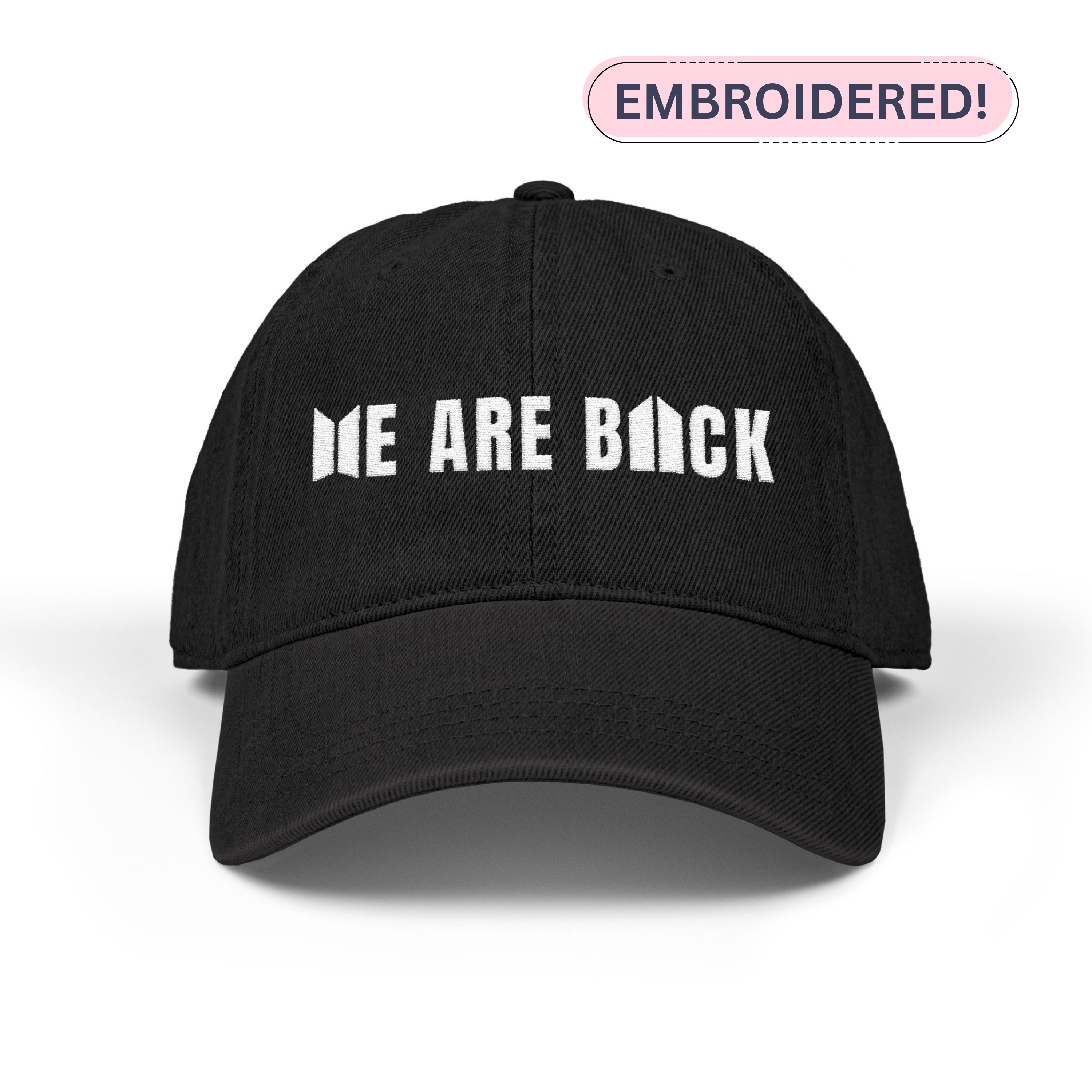 Embroidered Denim WE ARE BACK Hat product thumbnail image Embroidered Denim WE ARE BACK Hat product thumbnail image