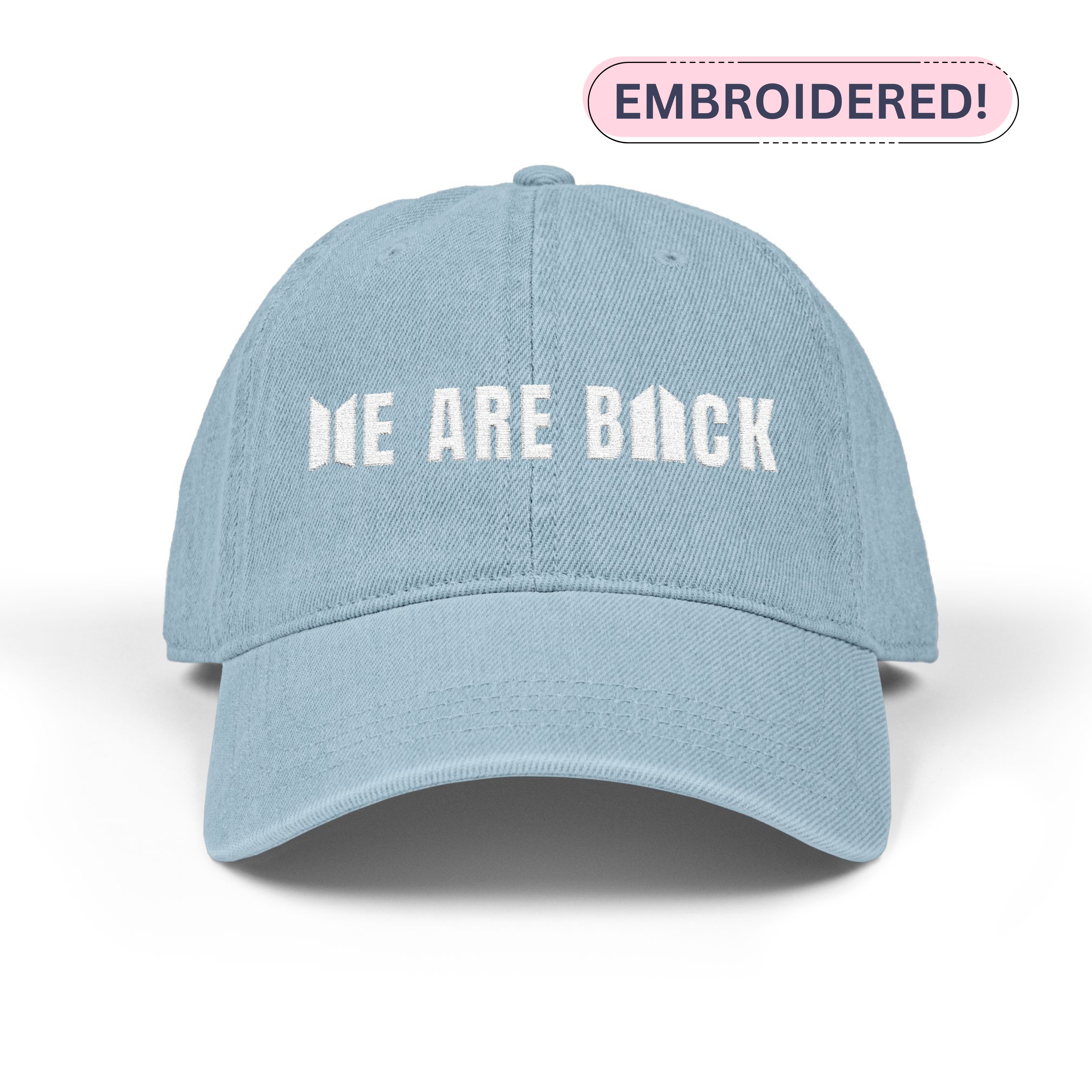 Embroidered Denim WE ARE BACK Hat product thumbnail image Embroidered Denim WE ARE BACK Hat product thumbnail image