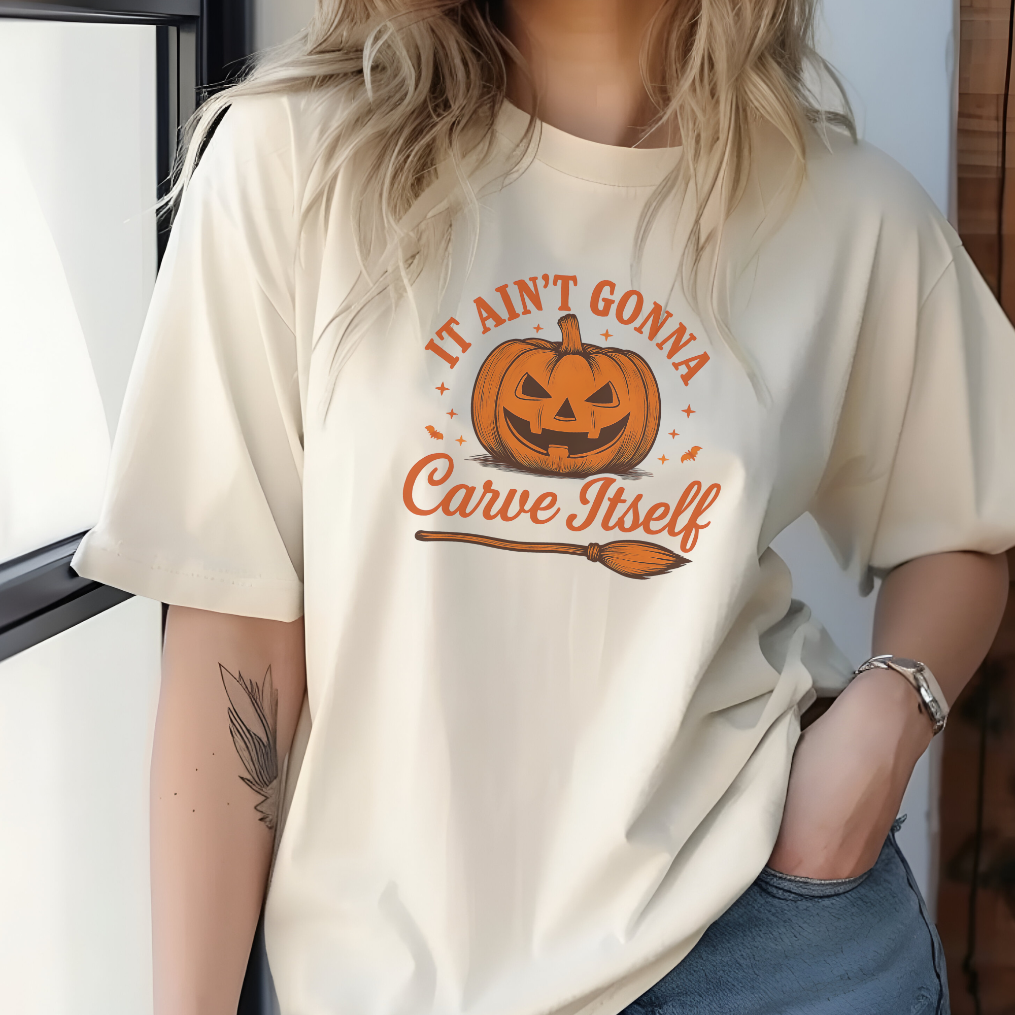 Jack-o-Lantern Tee - Halloween T-Shirt, Carve Itself Quote, Autumn Apparel, Halloween Party Shirt