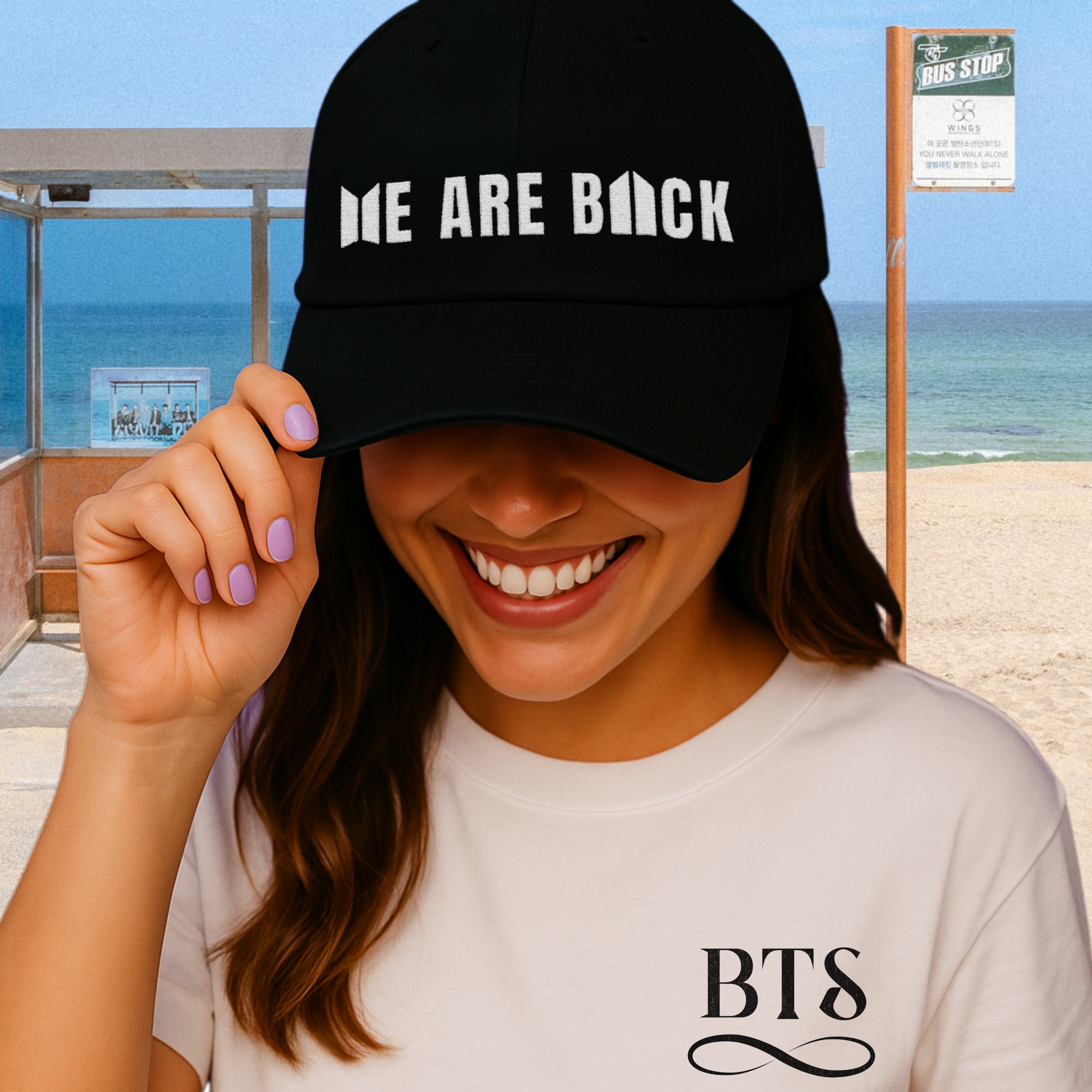 Embroidered Denim WE ARE BACK Hat product thumbnail image Embroidered Denim WE ARE BACK Hat product thumbnail image