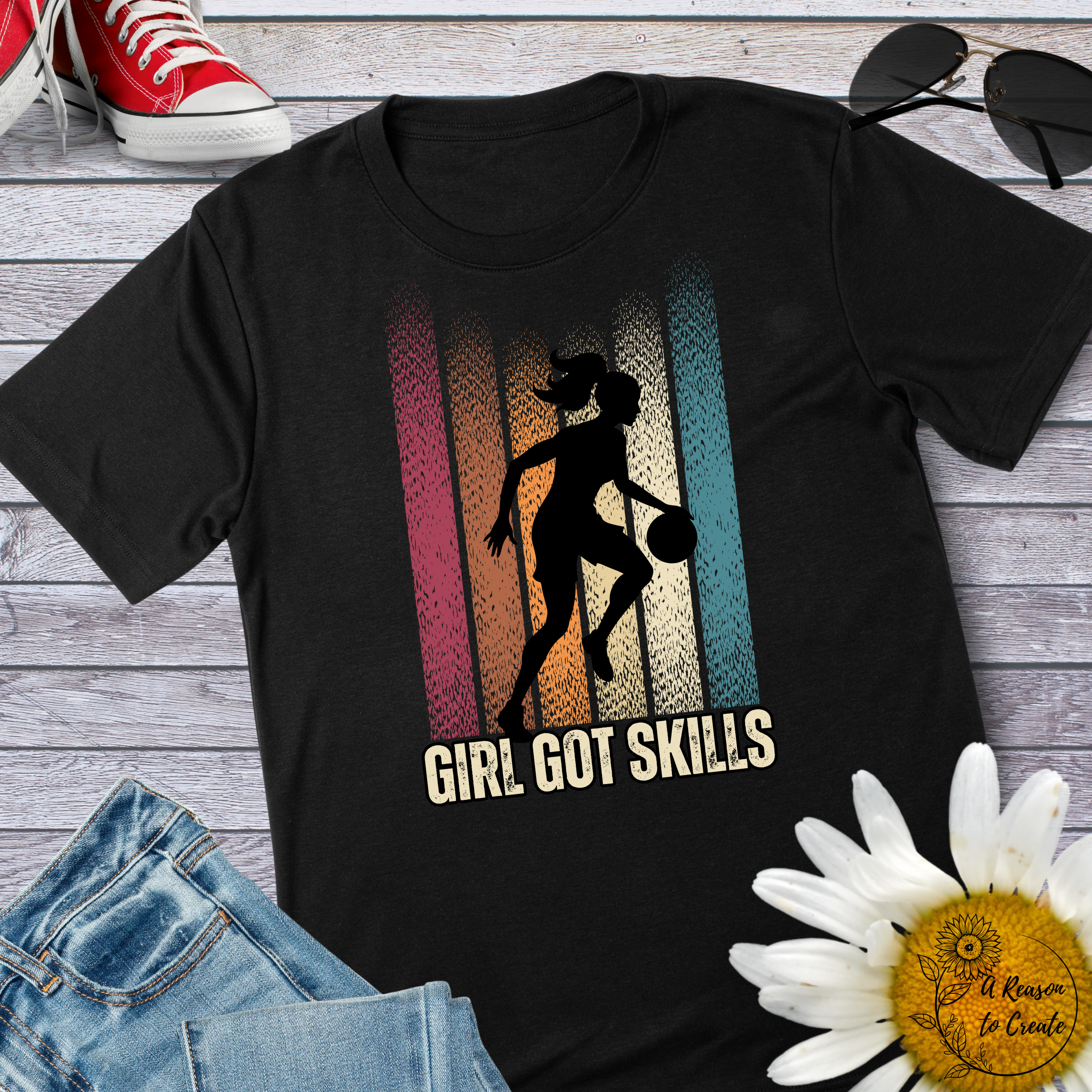 Basketball T-Shirt, Unisex Tee, Sports Enthusiast Gift, Softstyle Apparel, Perfect for Practice &amp; Play Girls Got Skills  product thumbnail image
