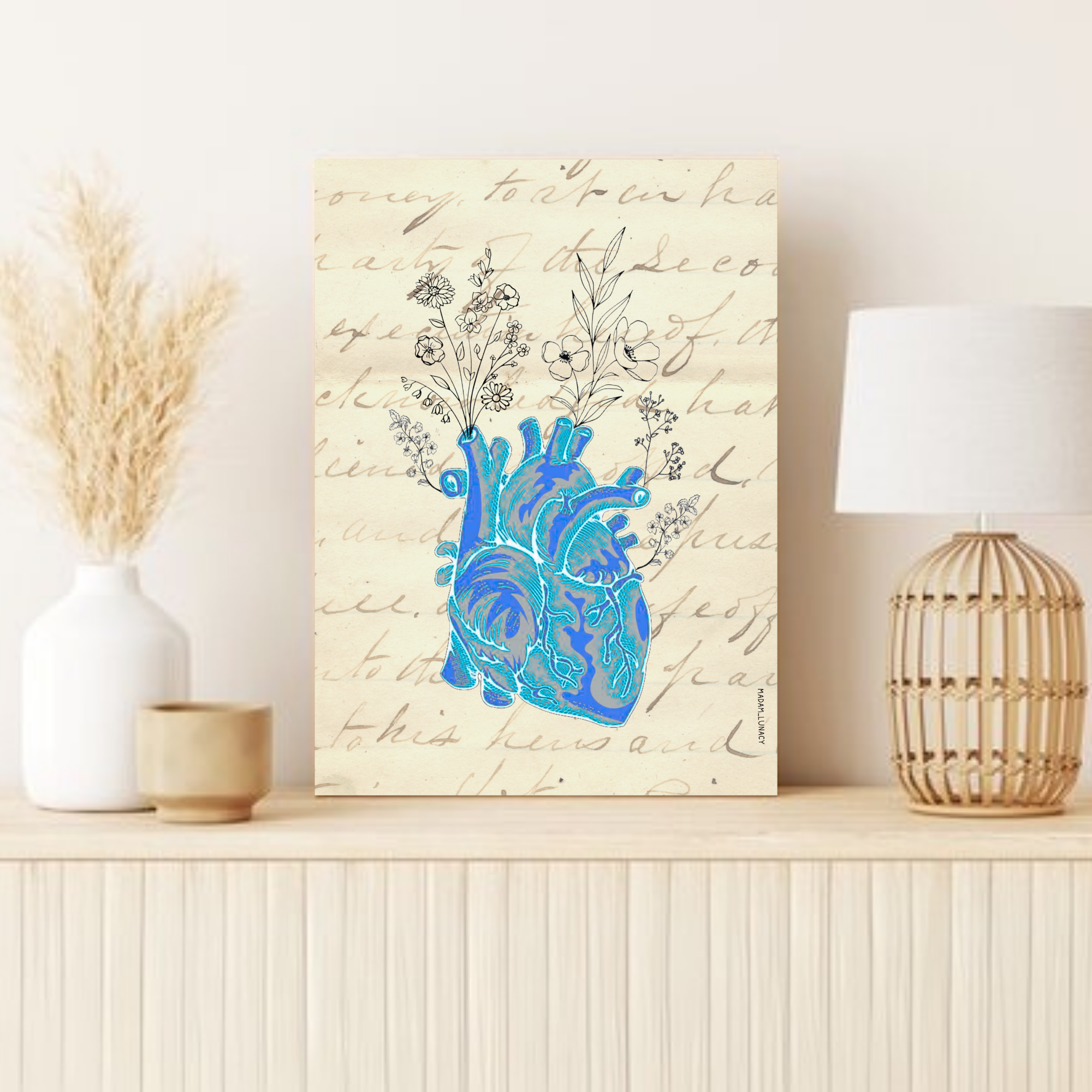 Blue Heart Blooming Soul. Art by Madam Lunacy - ART PRINT product thumbnail image Blue Heart Blooming Soul. Art by Madam Lunacy - ART PRINT product thumbnail image