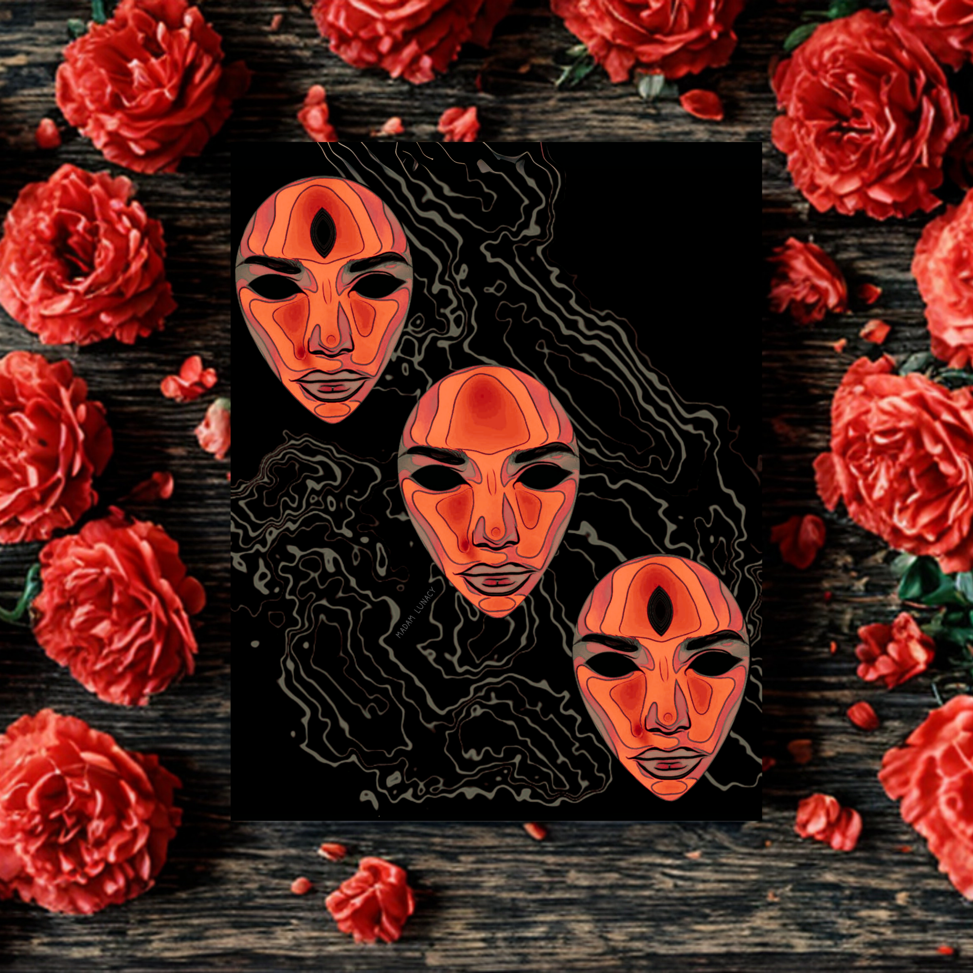 Peach. Shadow Mask Art by Madam Lunacy - ART PRINT product thumbnail image