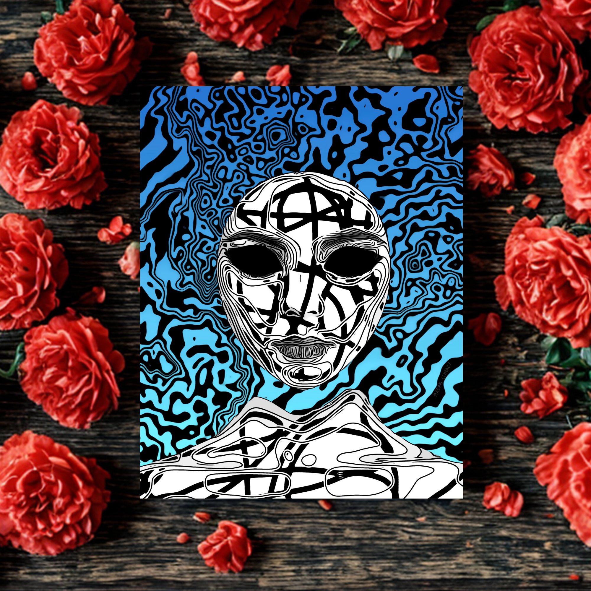 Cerulean Celestial. Shadow Mask Art by Madam Lunacy - ART PRINT product thumbnail image