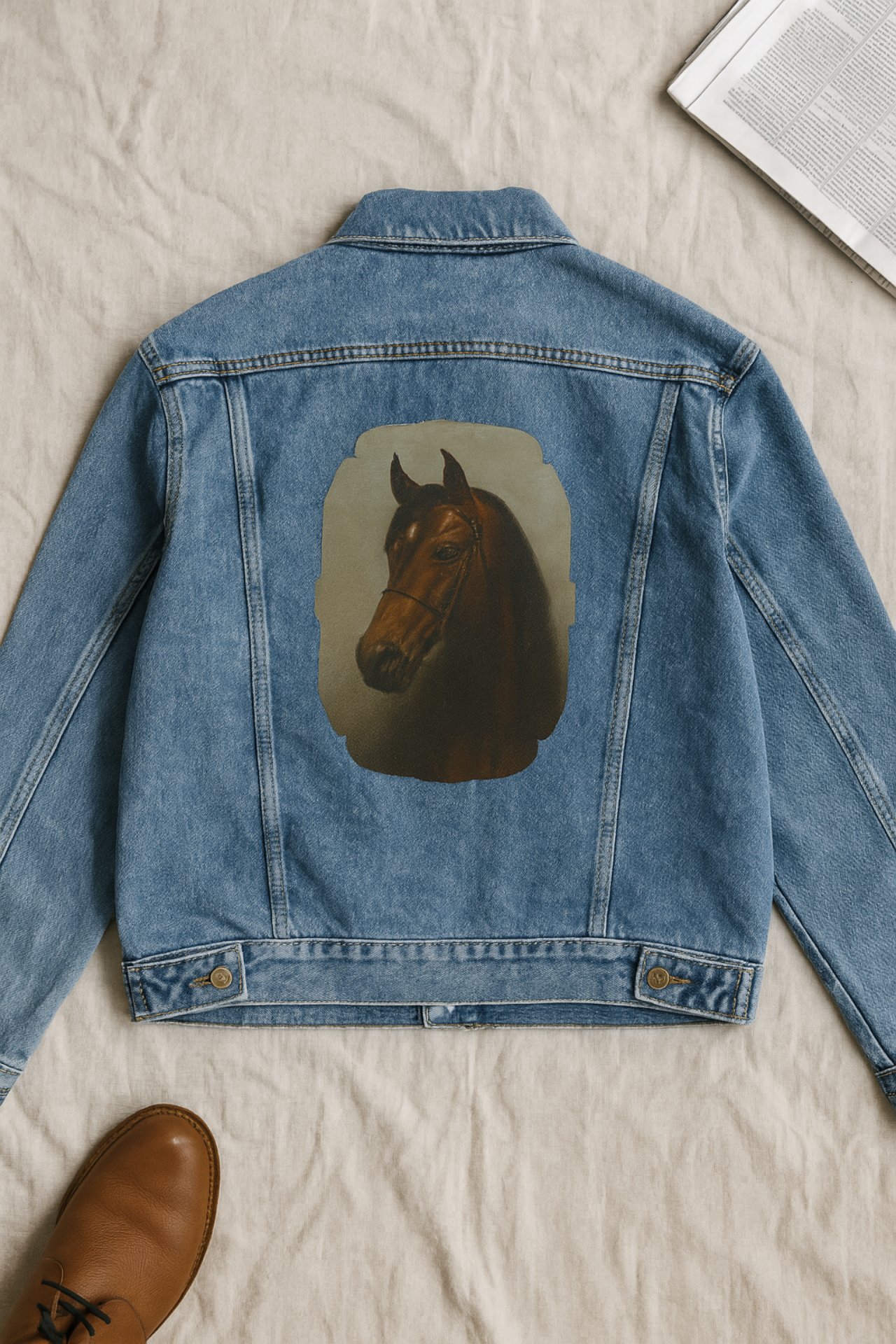 Men’s Arabian Horse Design Denim Jacket Western Cowboy Embroidered Horse Back product thumbnail image Men’s Arabian Horse Design Denim Jacket Western Cowboy Embroidered Horse Back product thumbnail image