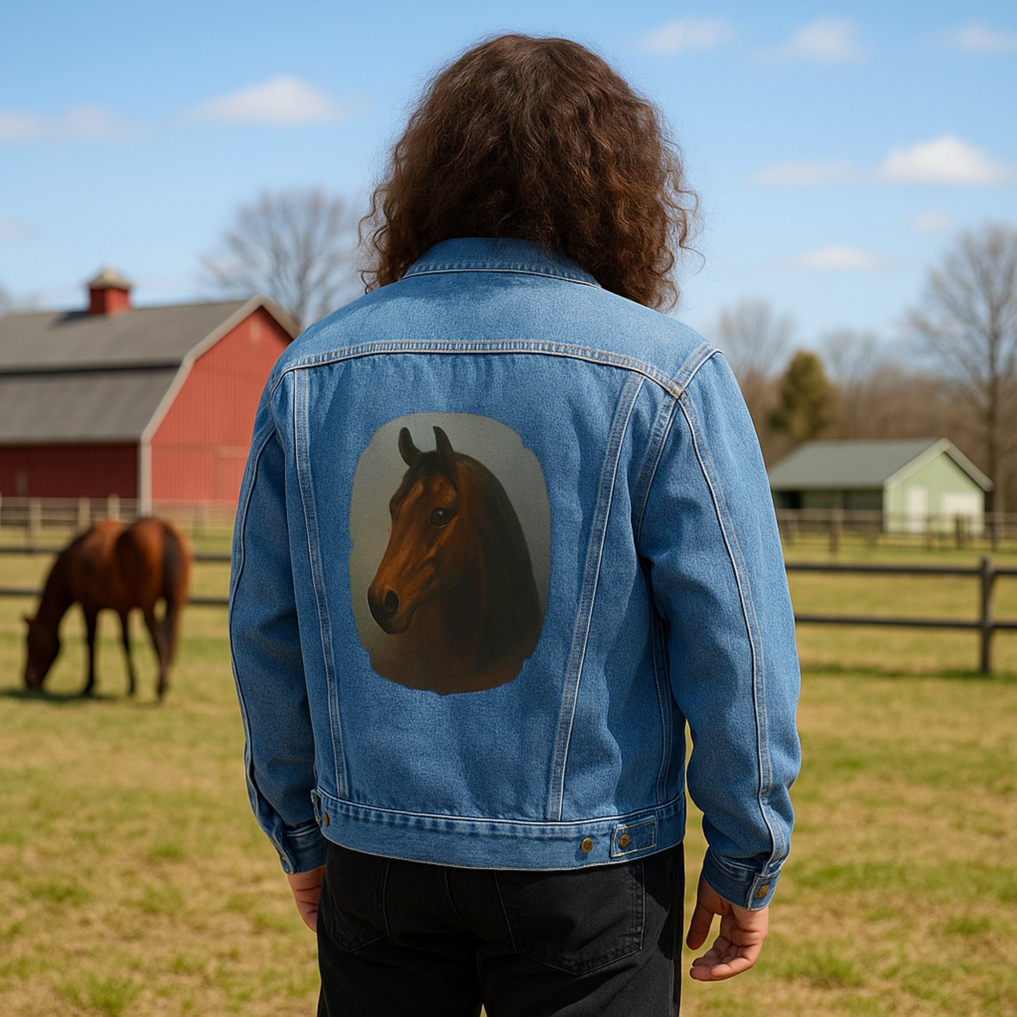 Men’s Arabian Horse Design Denim Jacket Western Cowboy Embroidered Horse Back product thumbnail image Men’s Arabian Horse Design Denim Jacket Western Cowboy Embroidered Horse Back product thumbnail image