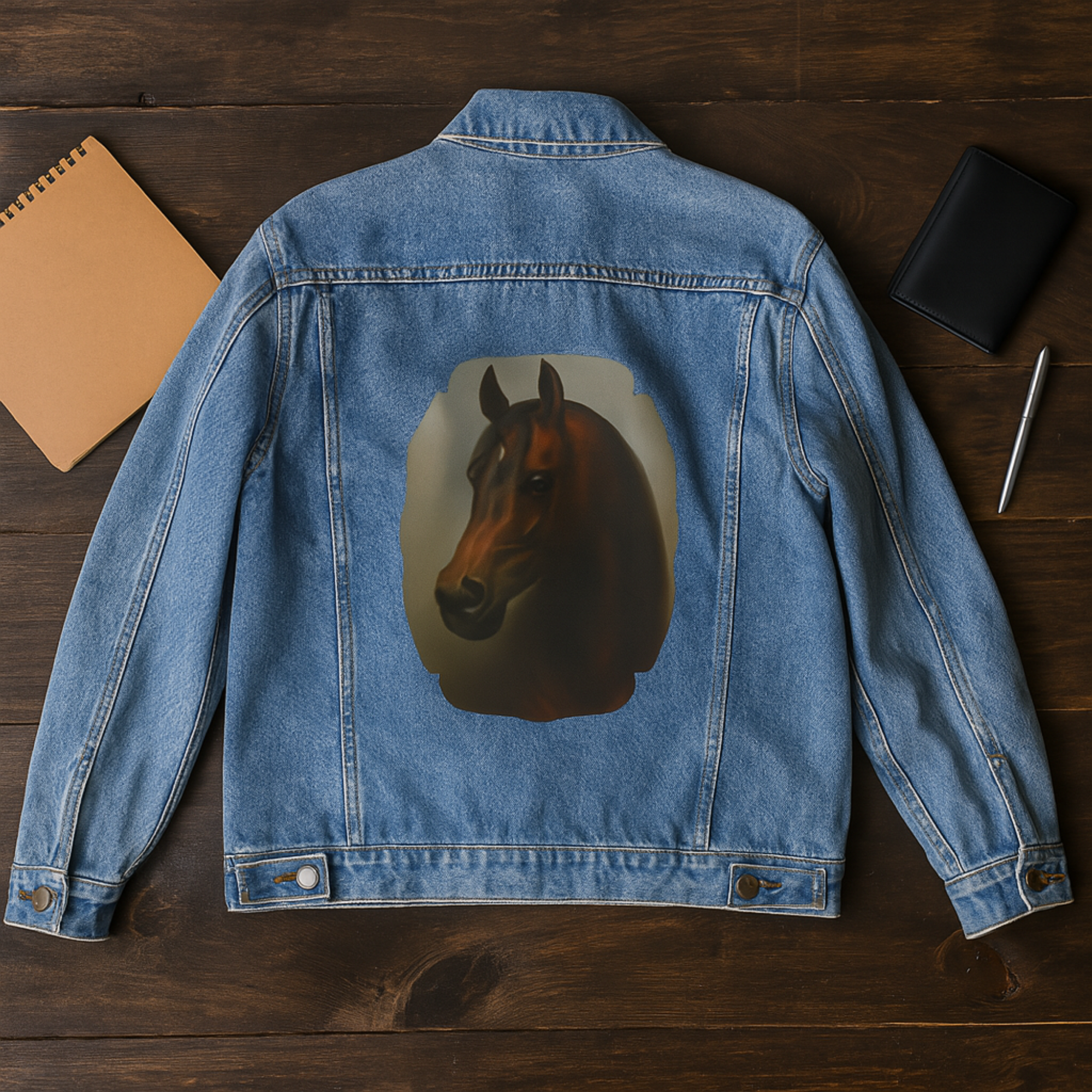 Men’s Arabian Horse Design Denim Jacket Western Cowboy Embroidered Horse Back product thumbnail image Men’s Arabian Horse Design Denim Jacket Western Cowboy Embroidered Horse Back product thumbnail image
