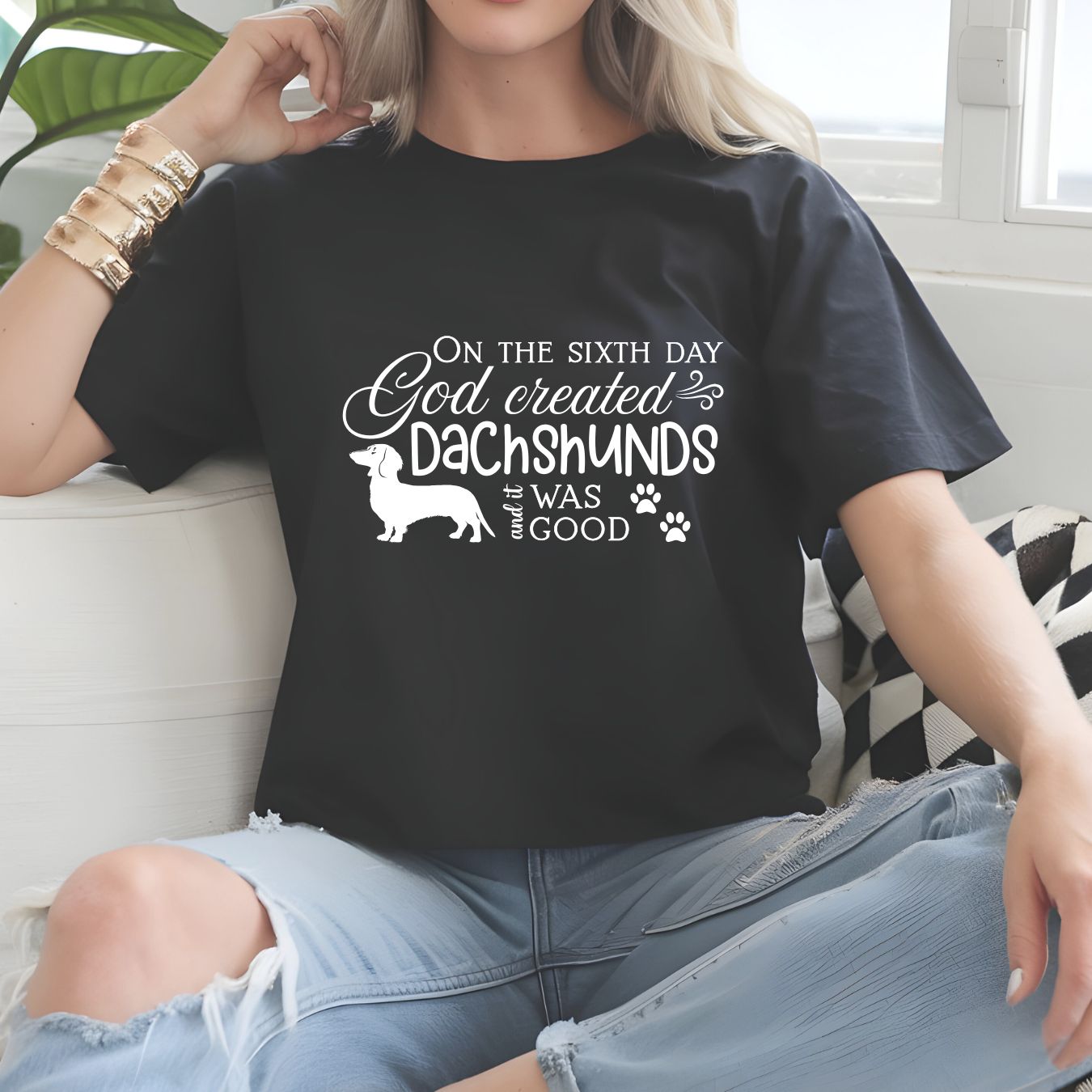 On the 6th Day God Created Dachshunds Soft Unisex T-Shirt