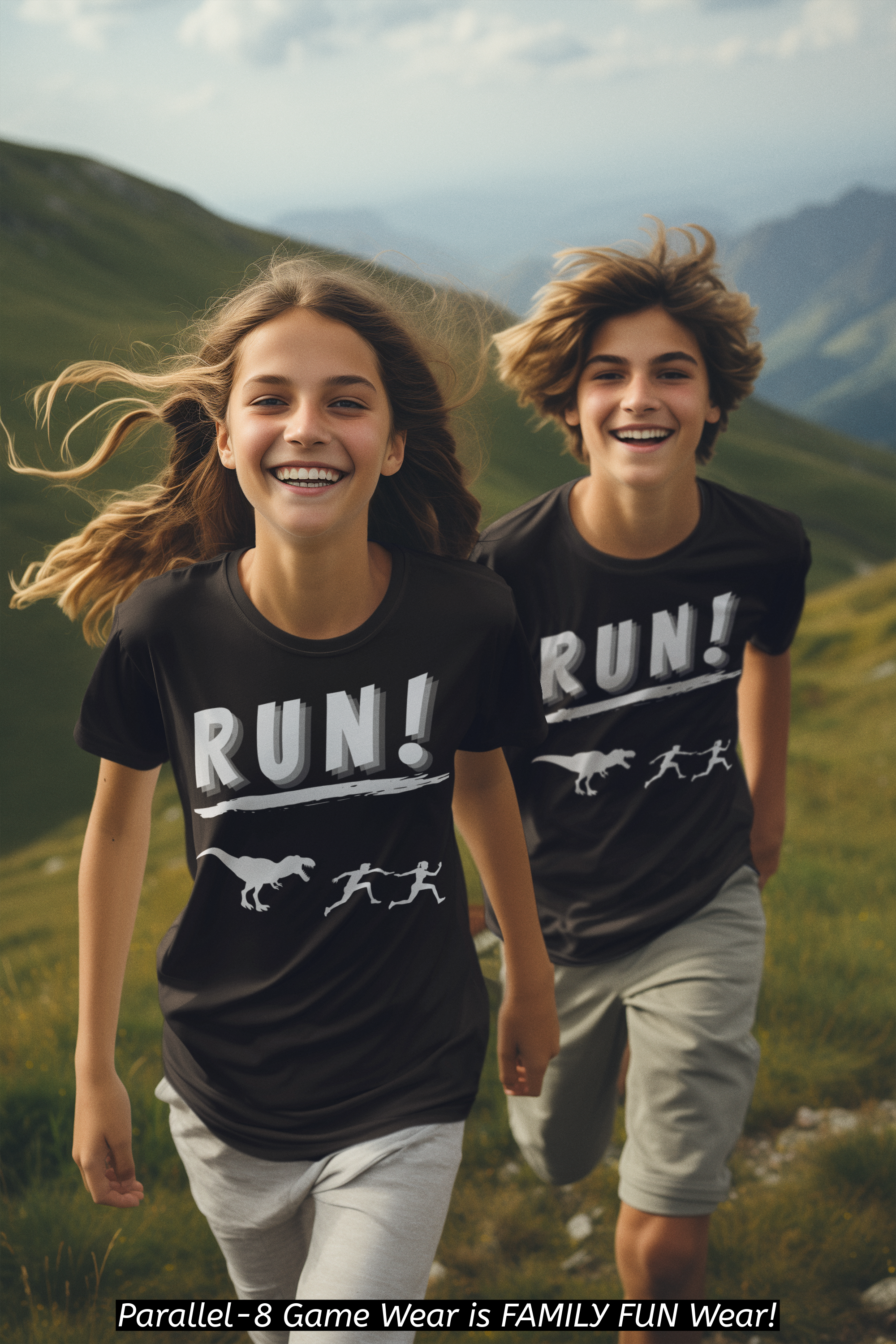 Kids Dinosaur Tee - Fun Dinosaur Run Youth T-Shirt Kids Dinosaur Tee - Fun Dinosaur Run Youth T-Shirt