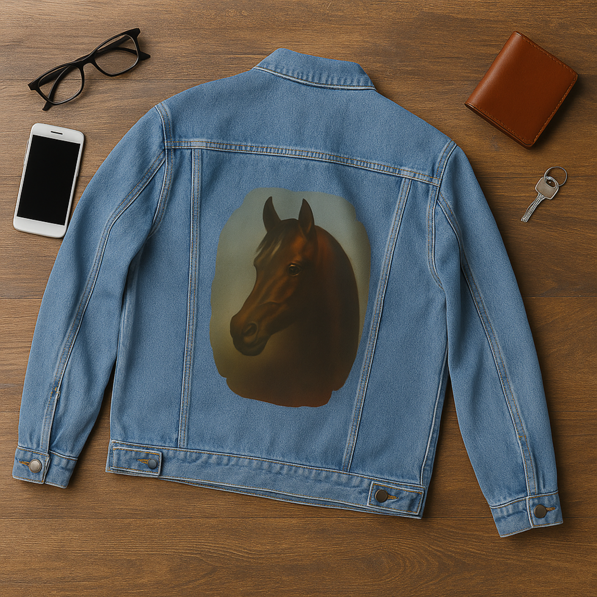 Men’s Arabian Horse Design Denim Jacket Western Cowboy Embroidered Horse Back product thumbnail image Men’s Arabian Horse Design Denim Jacket Western Cowboy Embroidered Horse Back product thumbnail image