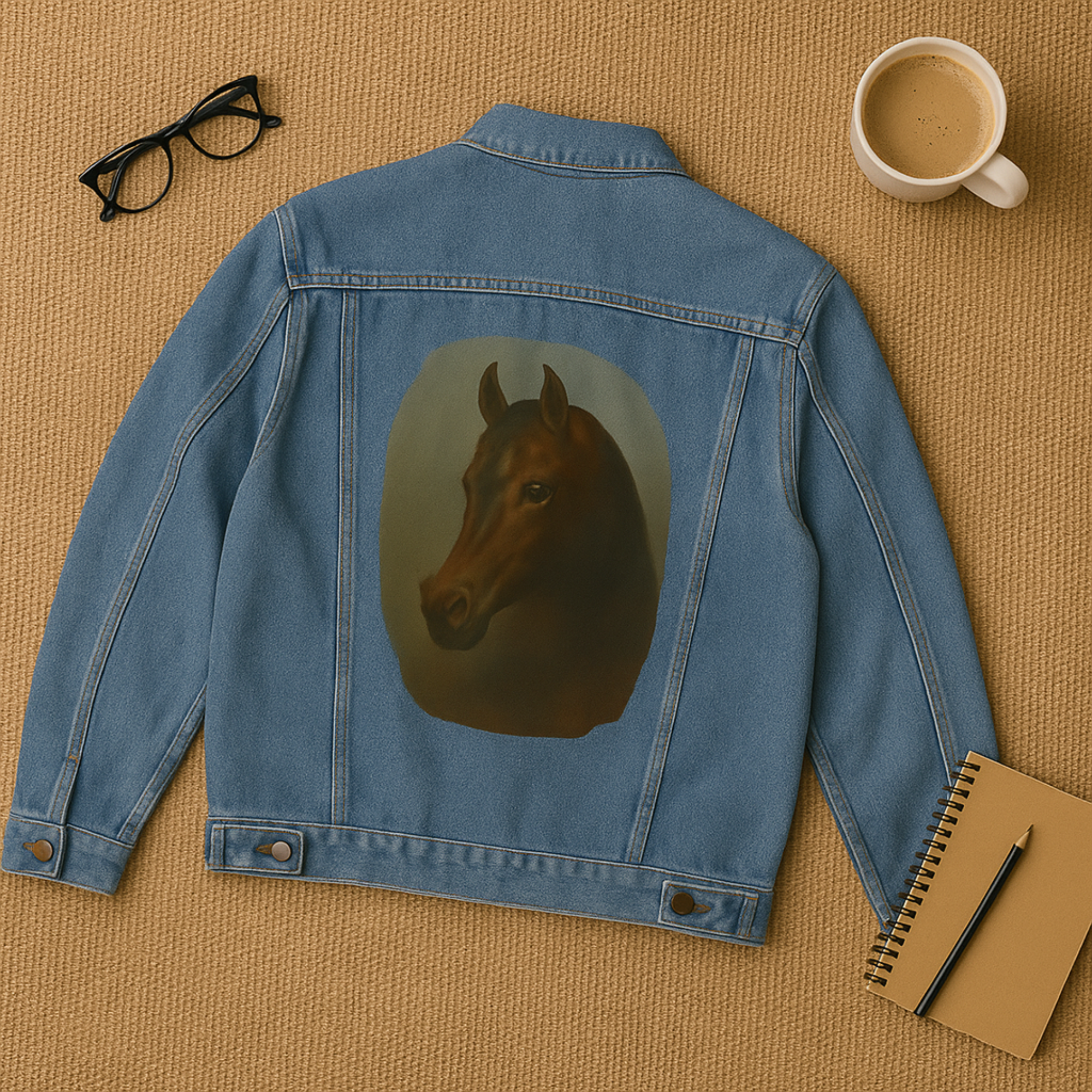 Men’s Arabian Horse Design Denim Jacket Western Cowboy Embroidered Horse Back product thumbnail image Men’s Arabian Horse Design Denim Jacket Western Cowboy Embroidered Horse Back product thumbnail image
