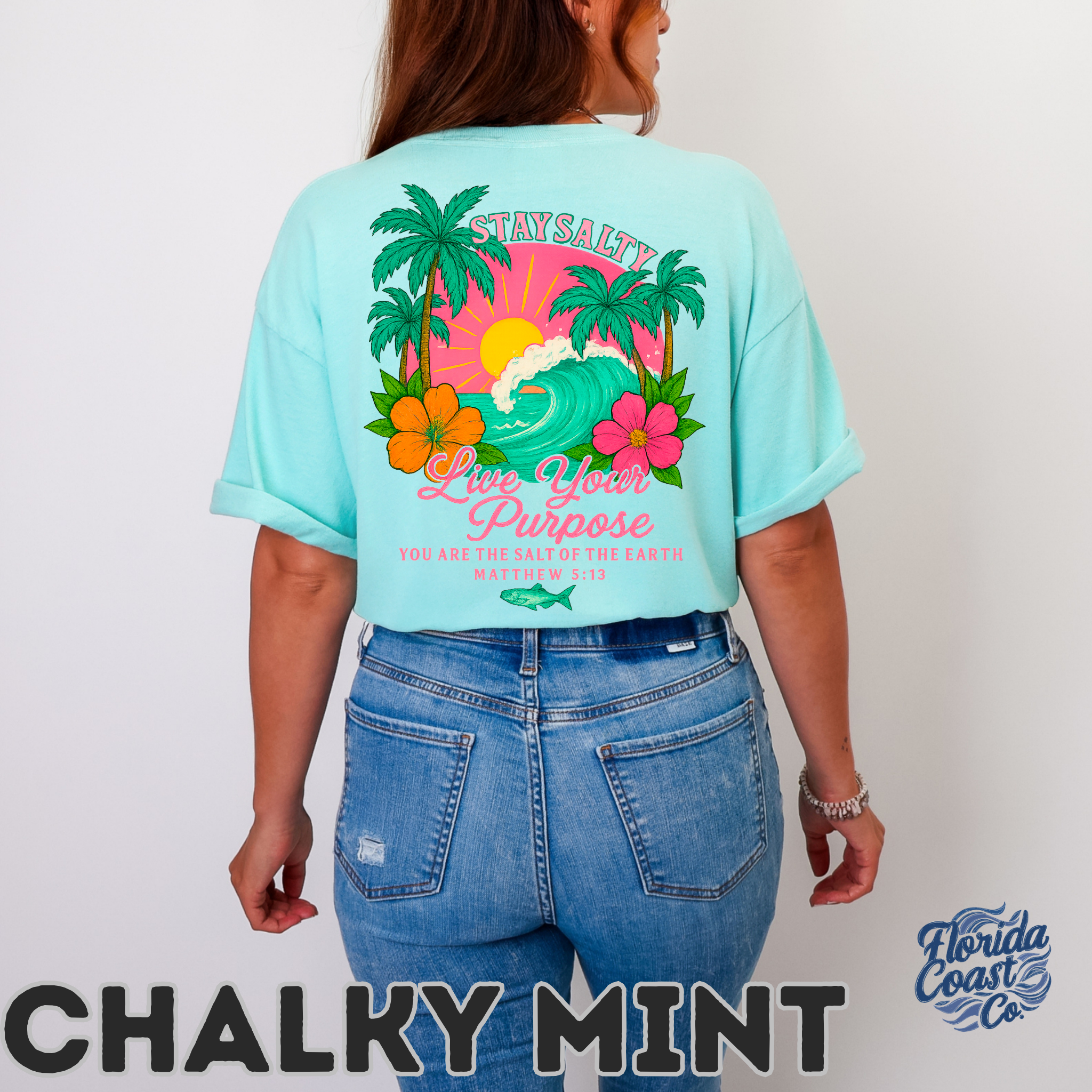 Stay Salty Christian T-Shirt – Comfy Colors 1717 Beach Tee for Women | Salt of the Earth Matthew 5:13 Shirt | Preppy Faith Coastal Style product thumbnail image
