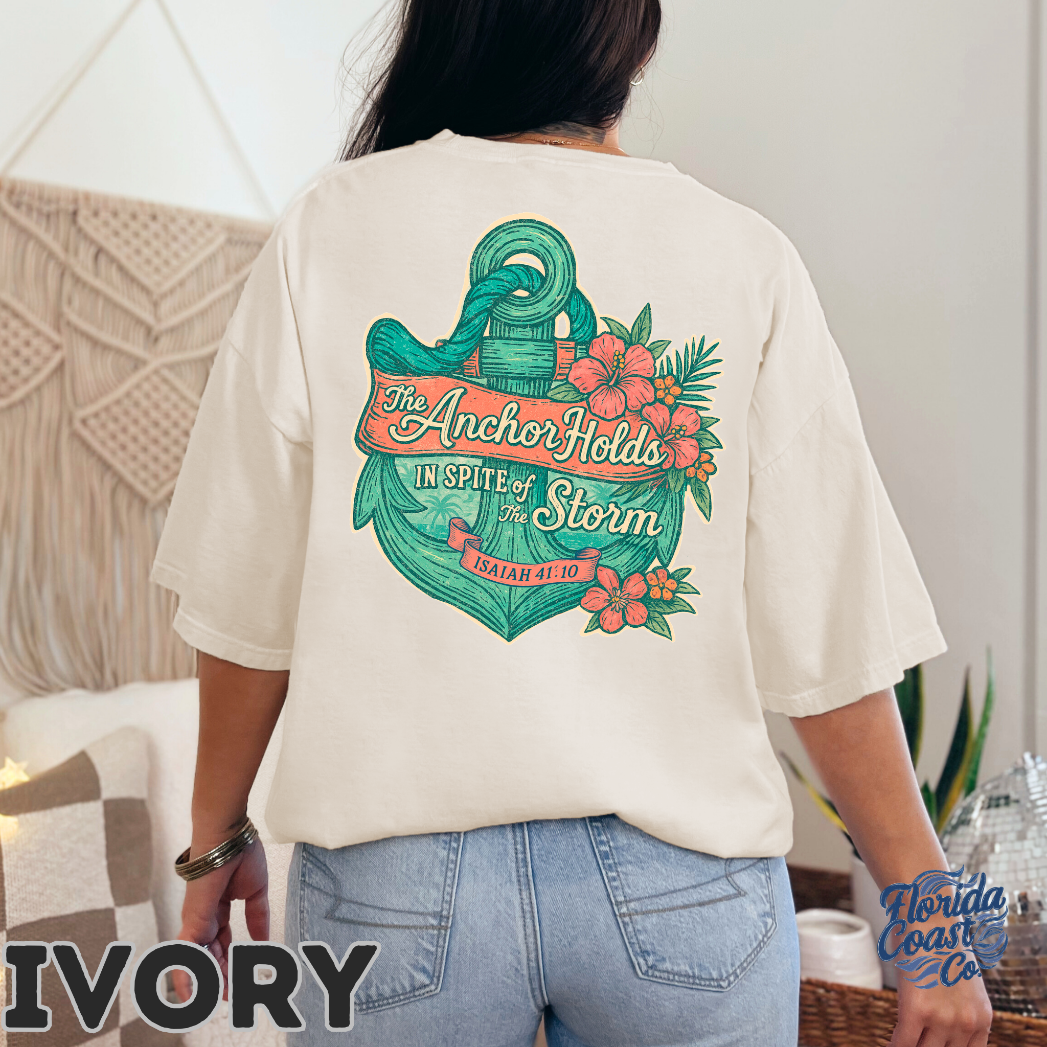 The Anchor Holds Christian T-Shirt – Isaiah 41:10 Comfort Colors Tee | Faith Over Fear Shirt | Coastal Bible Verse Tee | Florida Coast Co | Beach Vibes product thumbnail image