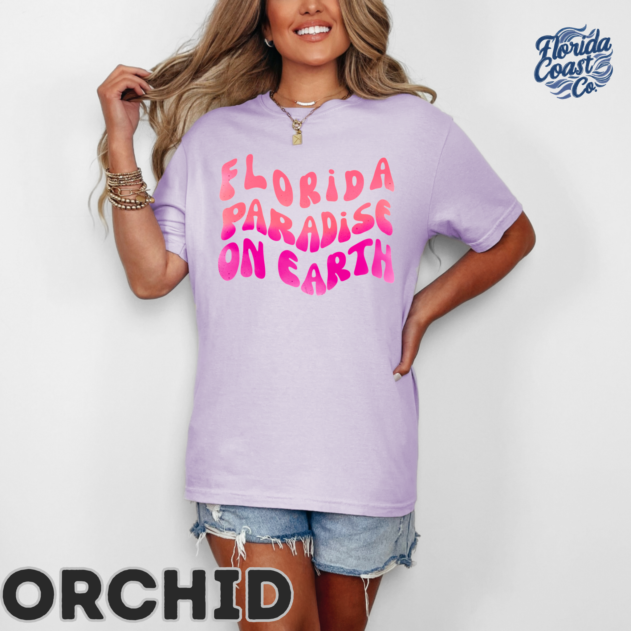 Florida Paradise On Earth T-Shirt – Comfort Colors Retro Travel Tee | Florida Graphic Tee for Women | Preppy Vacation Shirt | S–4XL product thumbnail image