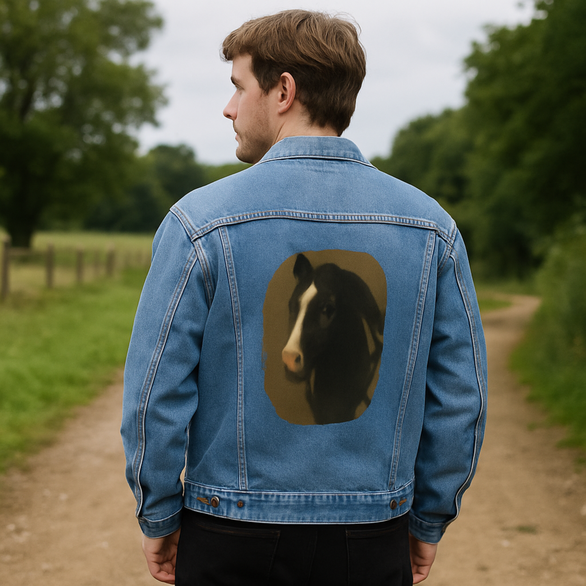 Horse Lover Denim Jacket Customizable Jacket for Men Casual Horse Design Perfect Gift for Animal Lovers Trendy Outfit for All Occasions