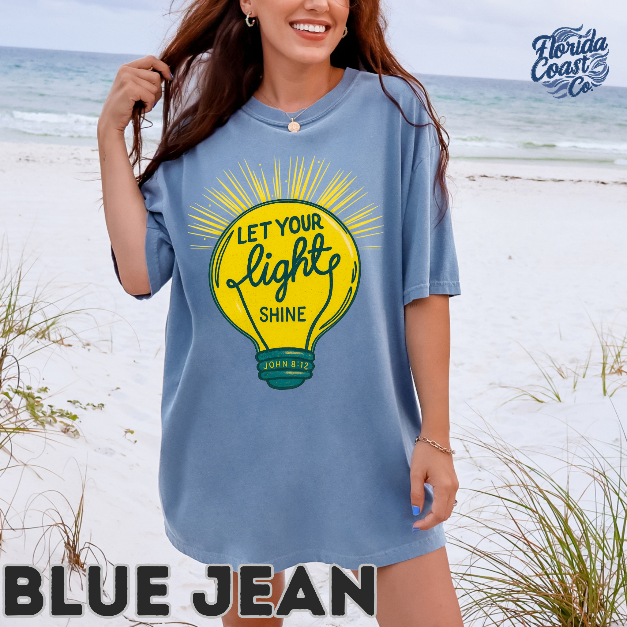 Let Your Light Shine Christian T-Shirt – Comfort Colors Tee | Bible Verse Matthew 5:16 Shirt | Preppy Faith Graphic Tee  product thumbnail image
