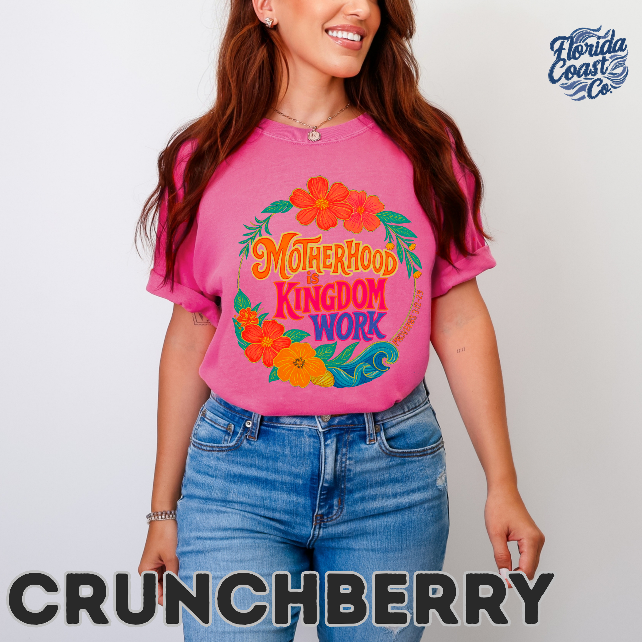 Motherhood is Kingdom Work T-Shirt – Comfort Colors Christian Mom Shirt | Proverbs 31:27 Bible Verse Tee | Floral Faith Tee for Moms | Graphic Tee product thumbnail image