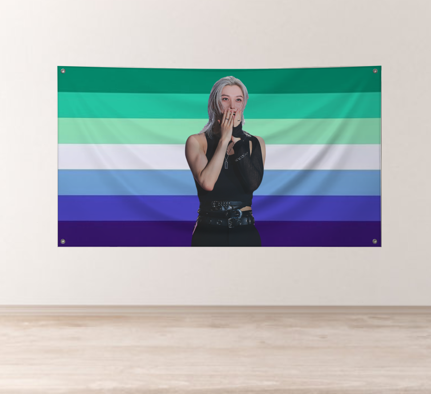 Felix (Stray Kids) MLM Gay Pride Flag product thumbnail image Felix (Stray Kids) MLM Gay Pride Flag product thumbnail image