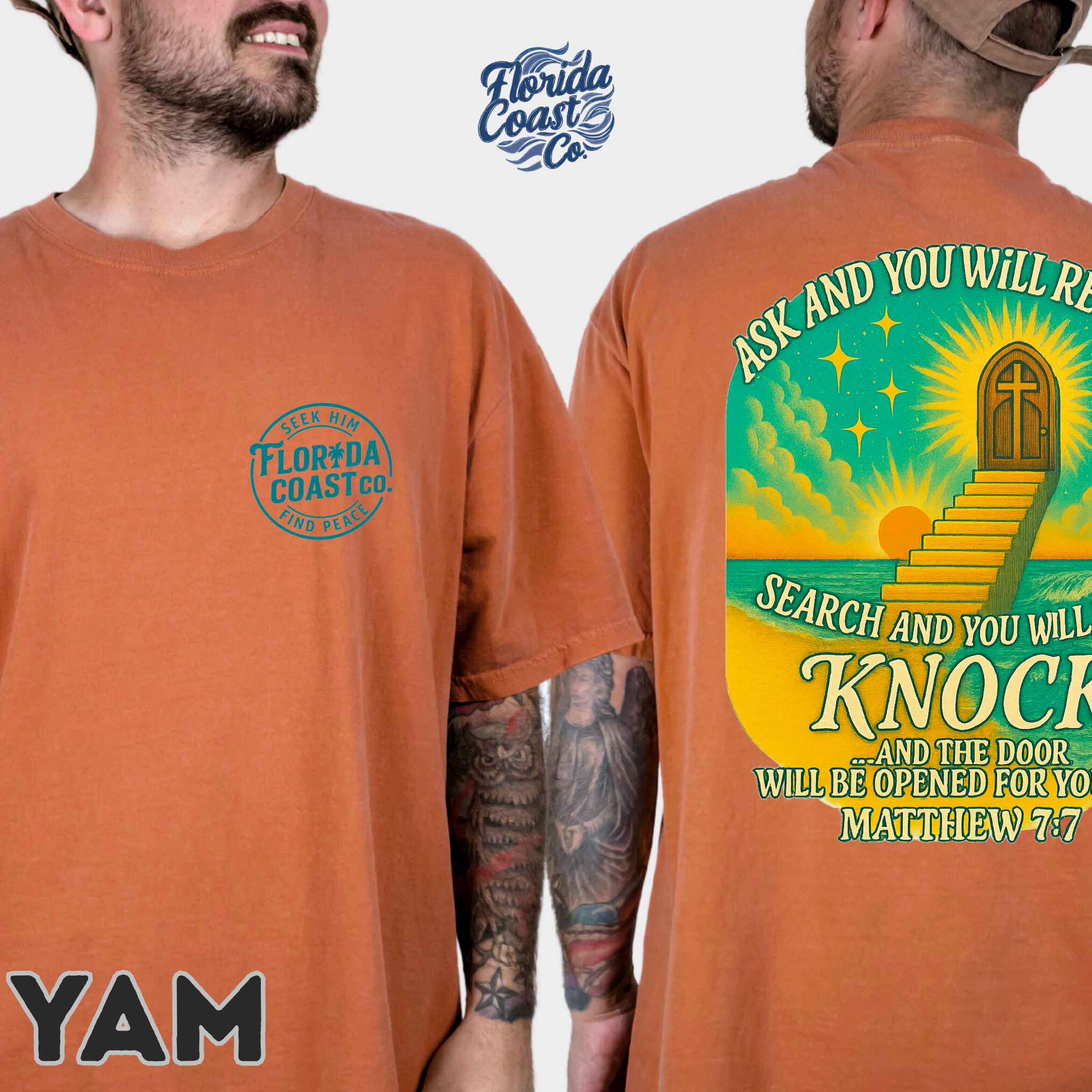 Unisex Matthew 7:7 Christian T-Shirt – Ask Seek Knock Bible Verse Tee | Comfort Colors Faith Shirt | Bible Verse | Scripture tee | Florida Coast Co. product thumbnail image