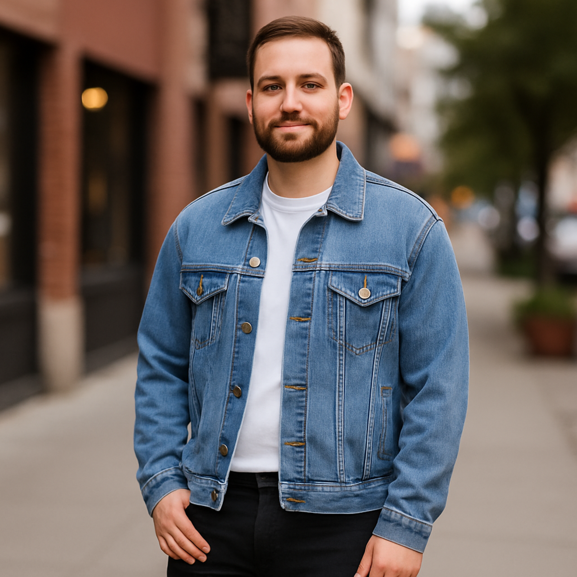 Mustang Horse Denim Jacket Mens Vintage Jean Jacket with Rustic Wild Horse Print DTG Printed Western Gift product thumbnail image Mustang Horse Denim Jacket Mens Vintage Jean Jacket with Rustic Wild Horse Print DTG Printed Western Gift product thumbnail image