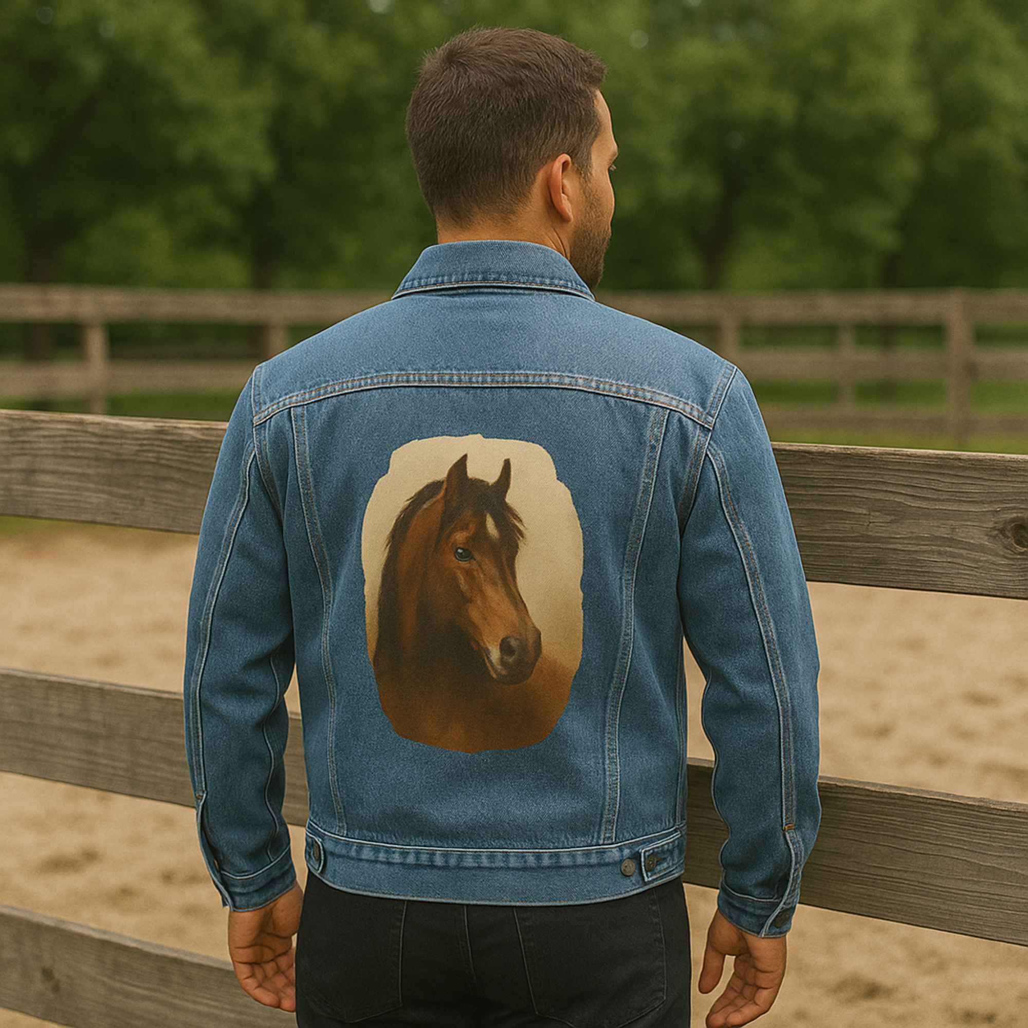 Mustang Horse Denim Jacket Mens Vintage Jean Jacket with Rustic Wild Horse Print DTG Printed Western Gift Mustang Horse Denim Jacket Mens Vintage Jean Jacket with Rustic Wild Horse Print DTG Printed Western Gift