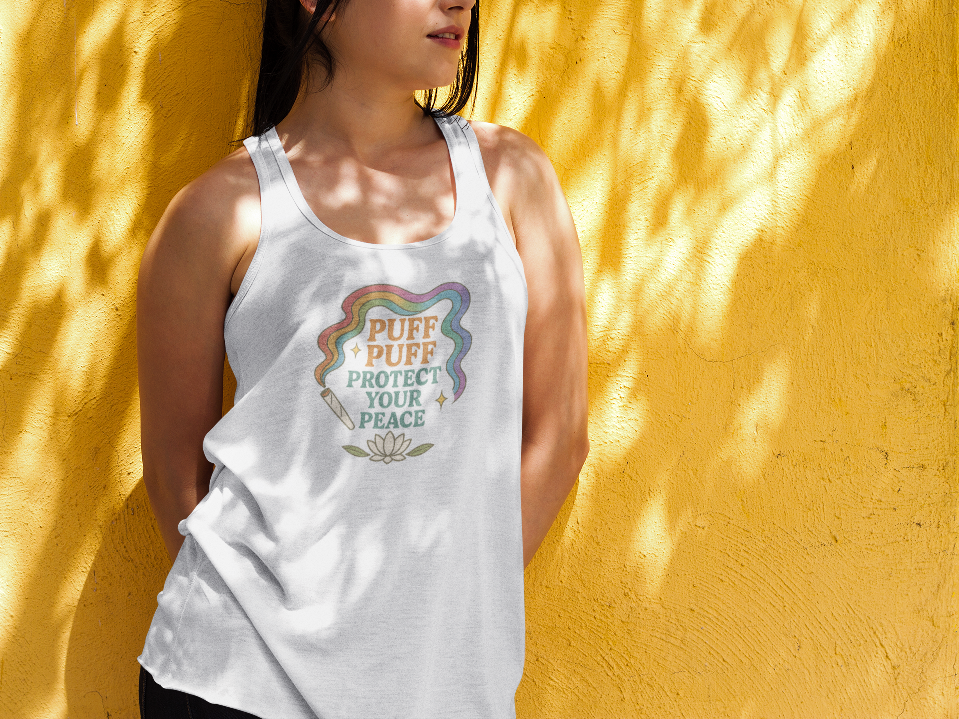 Puff Puff Protect Your Peace Women's Racerback Tank product thumbnail image Puff Puff Protect Your Peace Women's Racerback Tank product thumbnail image