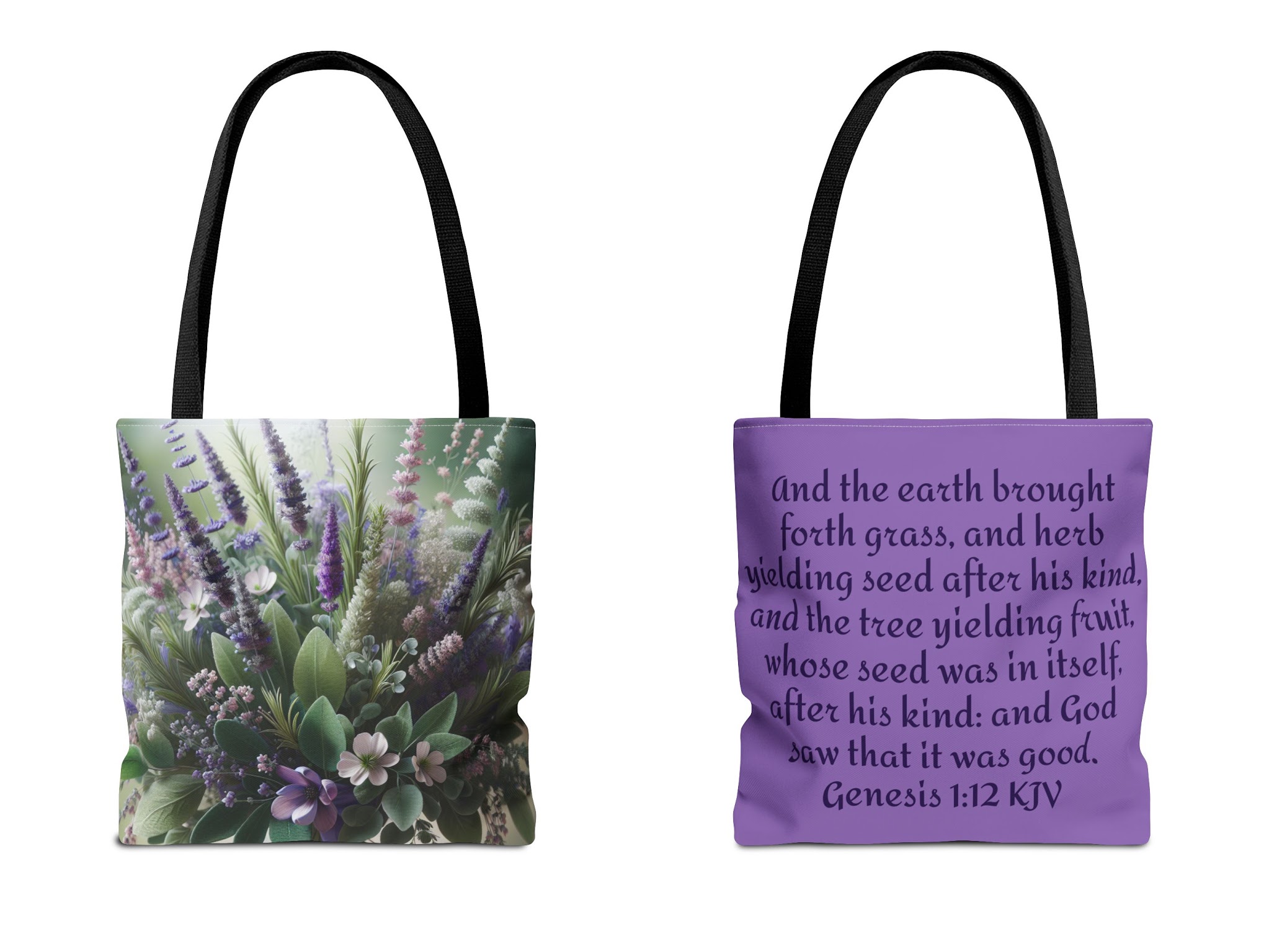 Tote Bag (AOP), Lavender and Sage