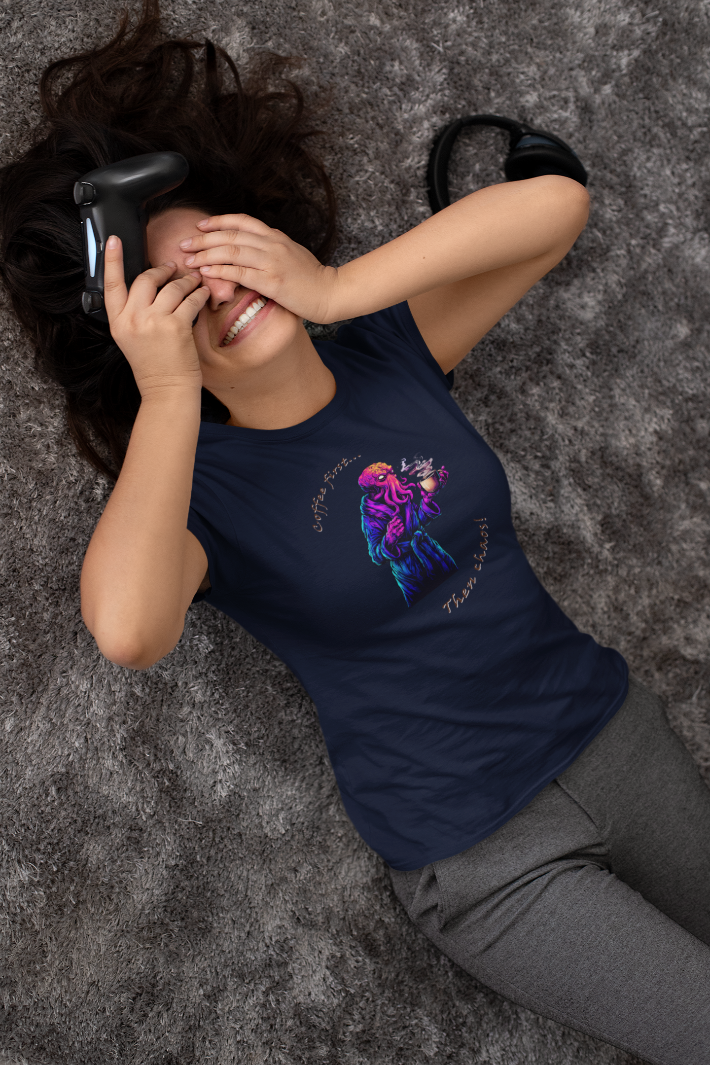 Funny Mind Fryer "Coffee First" Premium T-Shirt, Fantasy DnD Gamer Geek Apparel product thumbnail image