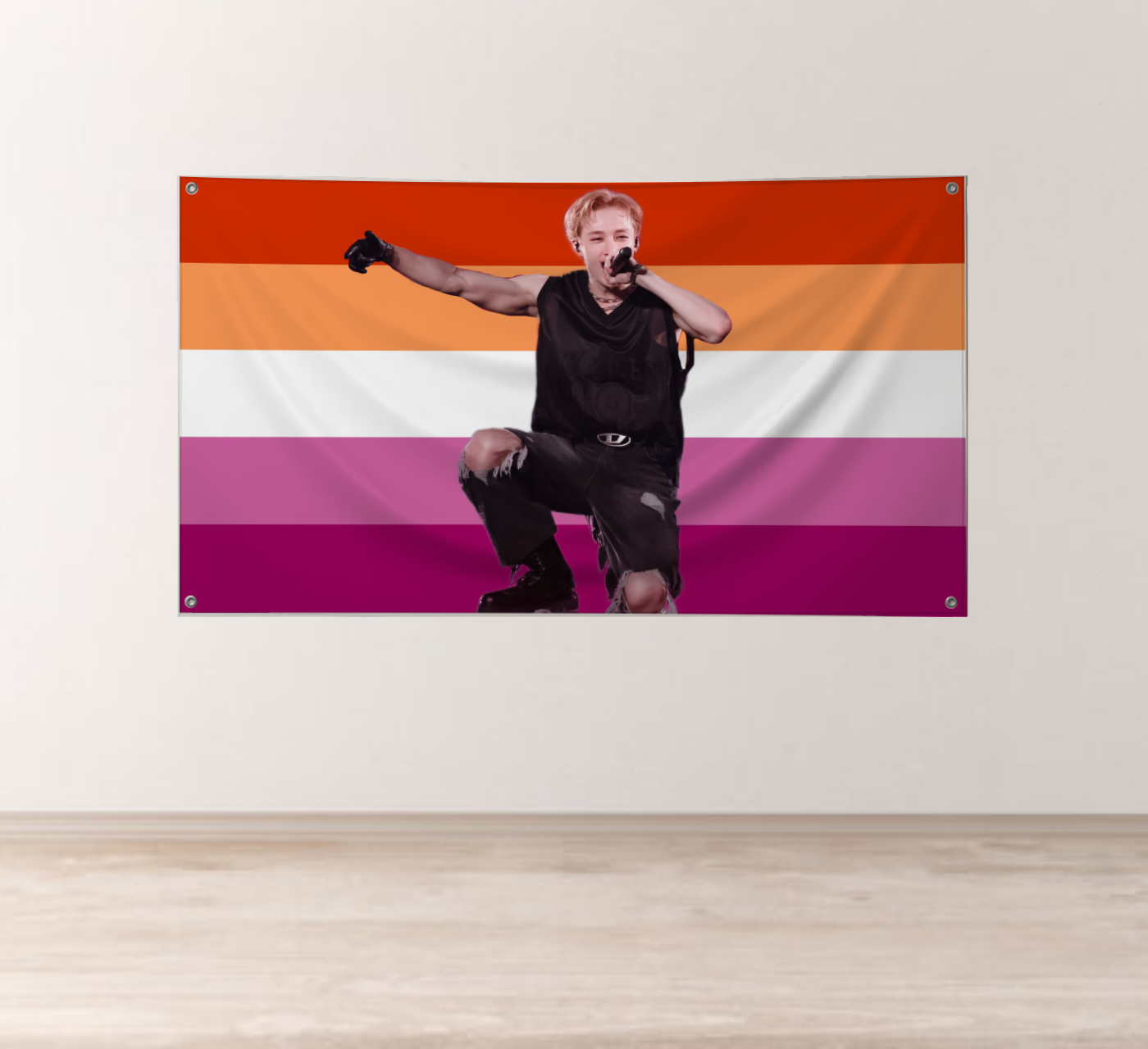Bang Chan (Stray Kids) Lesbian Pride Flag product thumbnail image Bang Chan (Stray Kids) Lesbian Pride Flag product thumbnail image