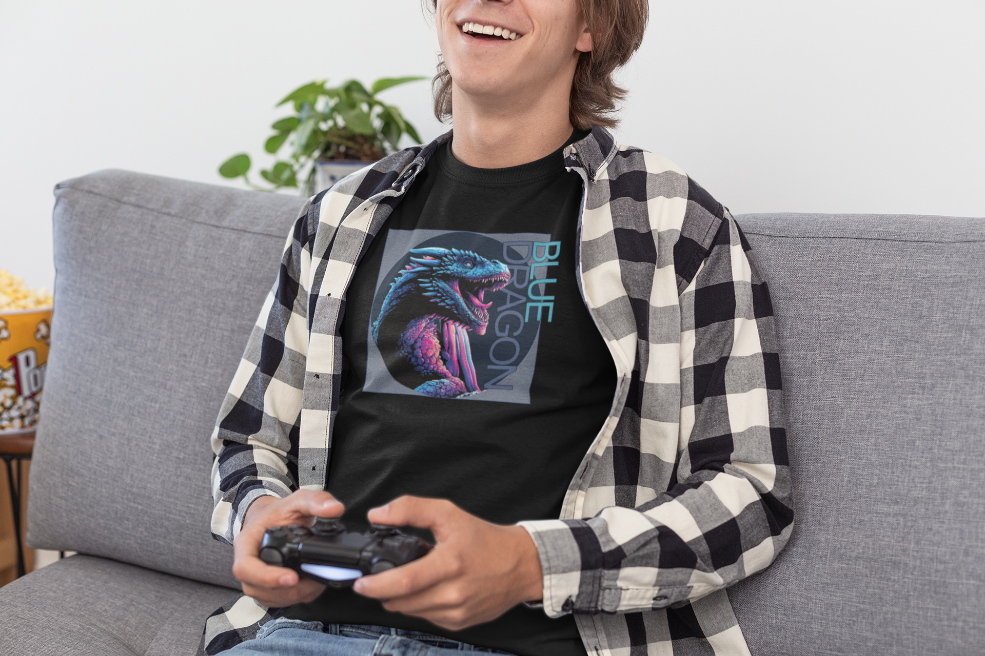 Blue Dragon Basic T-Shirt, Fantasy DnD Gamer Geek Apparel product thumbnail image