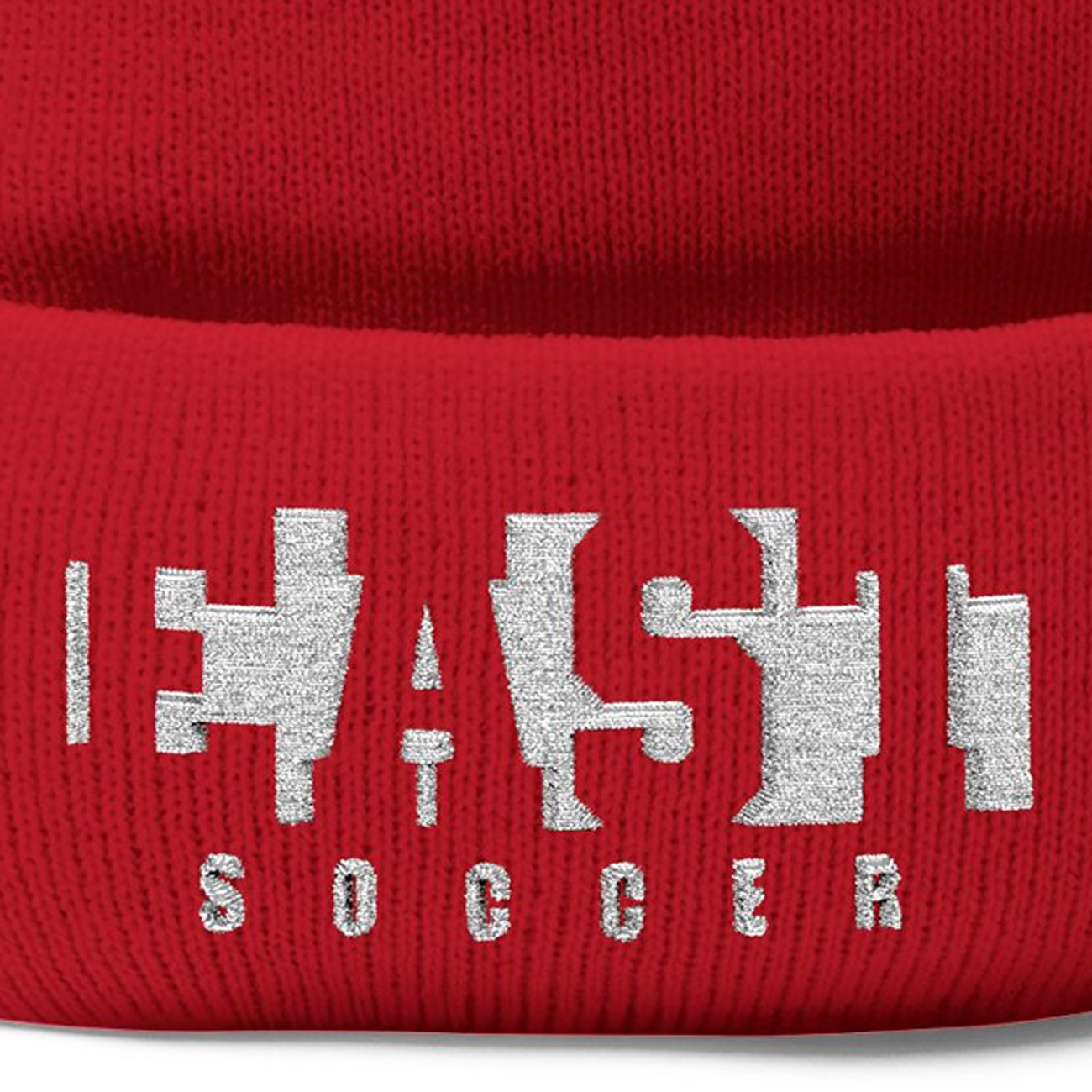 East Soccer / Embroidered Pom-Pom Knit Beanie product thumbnail image East Soccer / Embroidered Pom-Pom Knit Beanie product thumbnail image