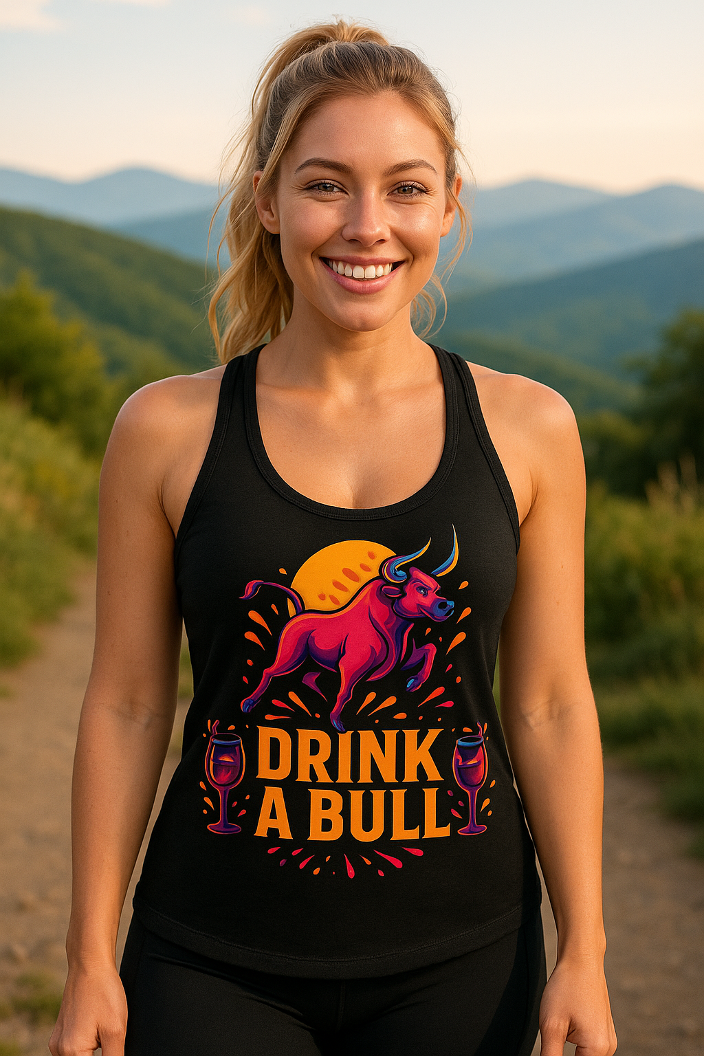 Drink a Bull Festive Racerback Tanktop product thumbnail image Drink a Bull Festive Racerback Tanktop product thumbnail image