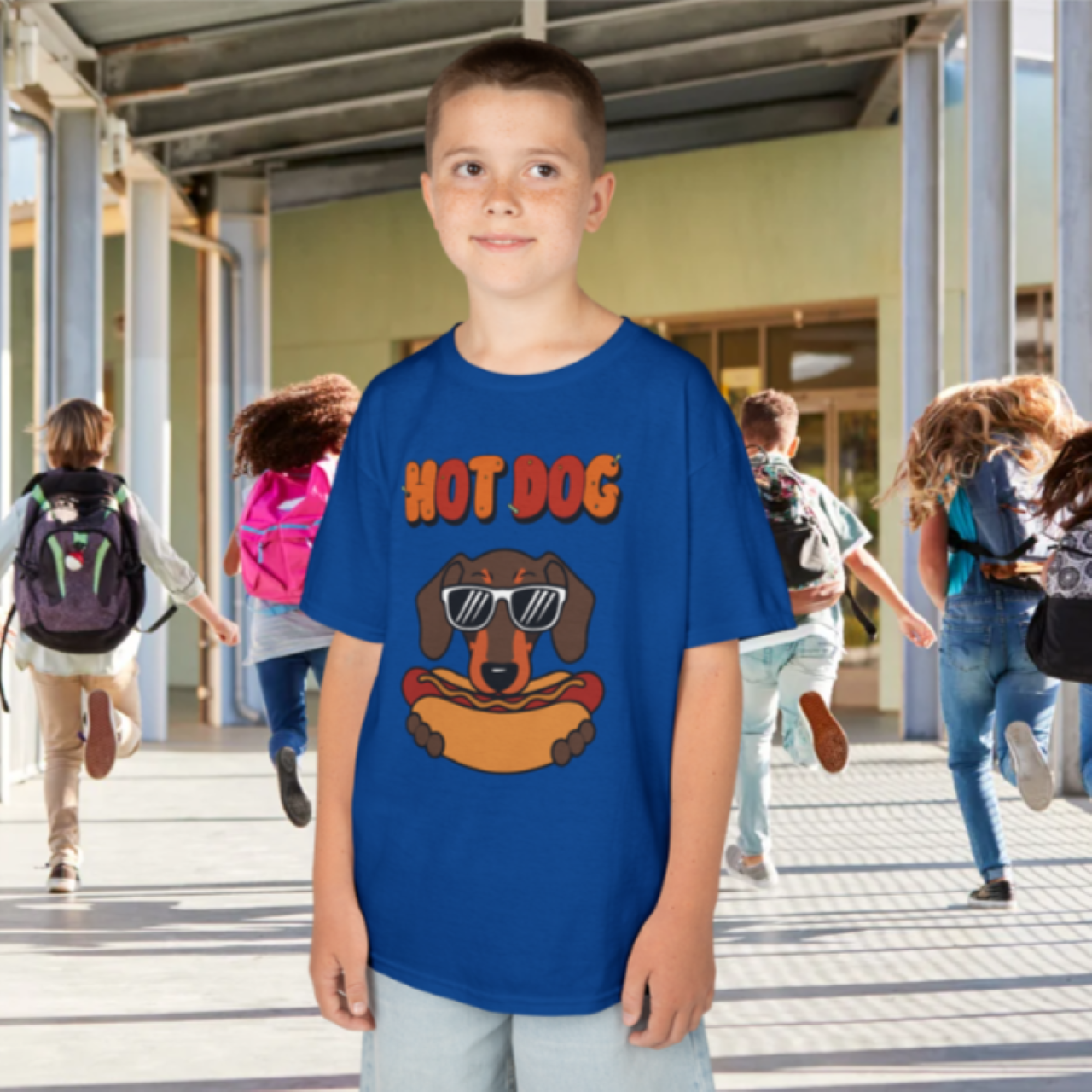 Funny Kids Hot Dog Tee, Cute Dachshund Shirt, Pet Lover Gift, Summer BBQ Apparel, Birthday Present for Kids