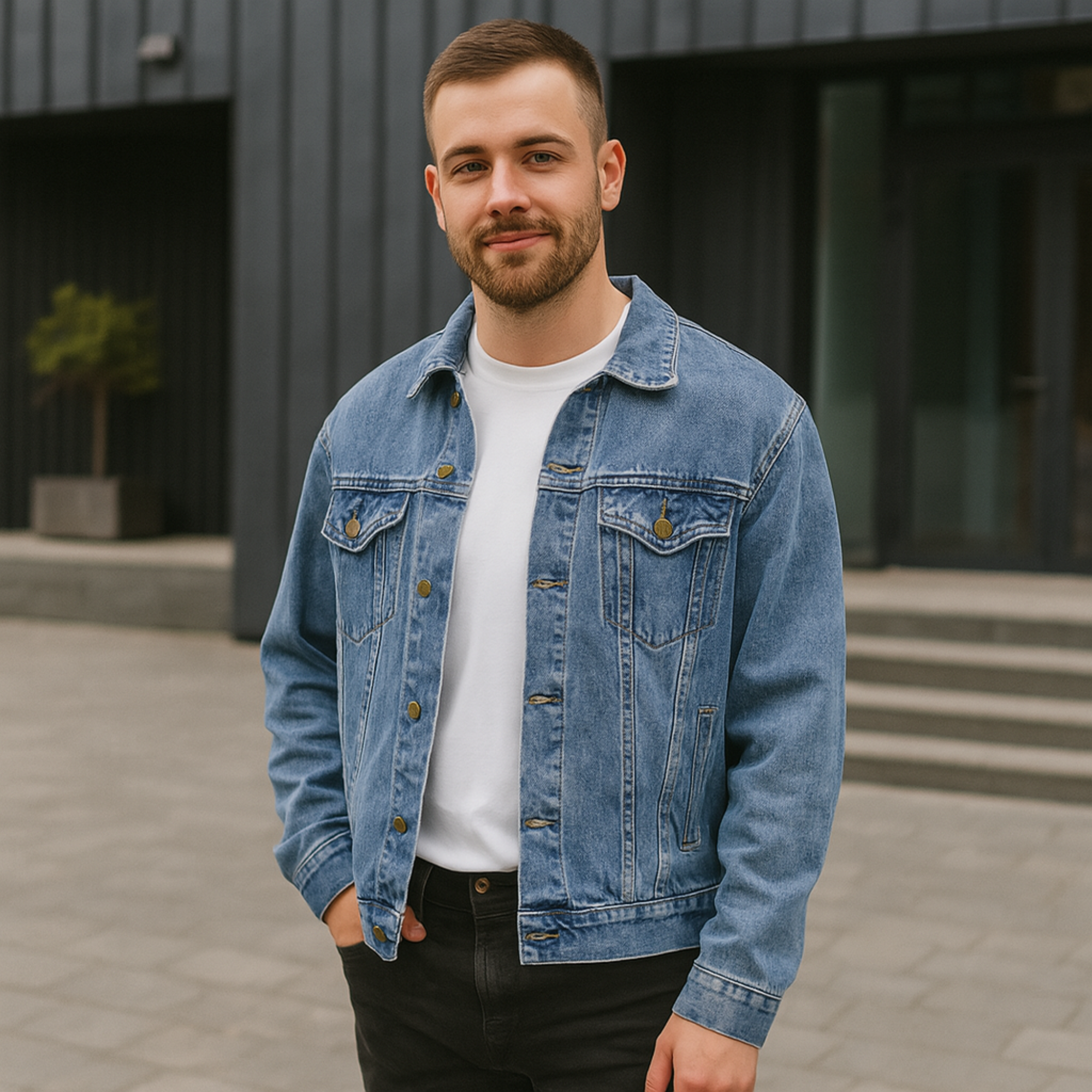 Friesian Horse Mens Denim Jacket Majestic Black Stallion Art on Back Western Cowboy Jean Jacket product thumbnail image Friesian Horse Mens Denim Jacket Majestic Black Stallion Art on Back Western Cowboy Jean Jacket product thumbnail image