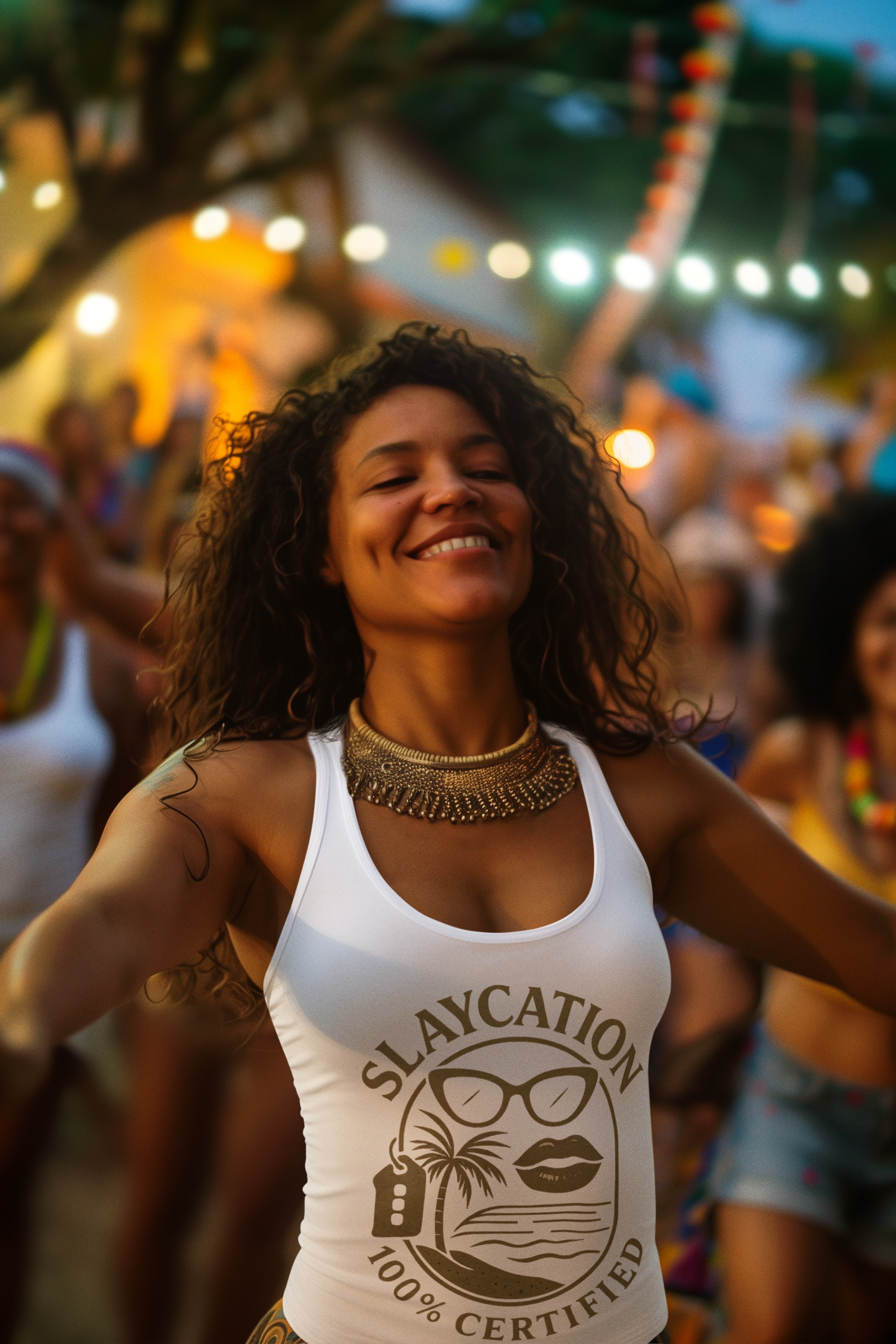 Slaycation Racerback Tank Top, Summer Vibes Shirt, Beachwear, Vacation Tee, Gift for Travelers, Cute Casual Wear product thumbnail image Slaycation Racerback Tank Top, Summer Vibes Shirt, Beachwear, Vacation Tee, Gift for Travelers, Cute Casual Wear product thumbnail image