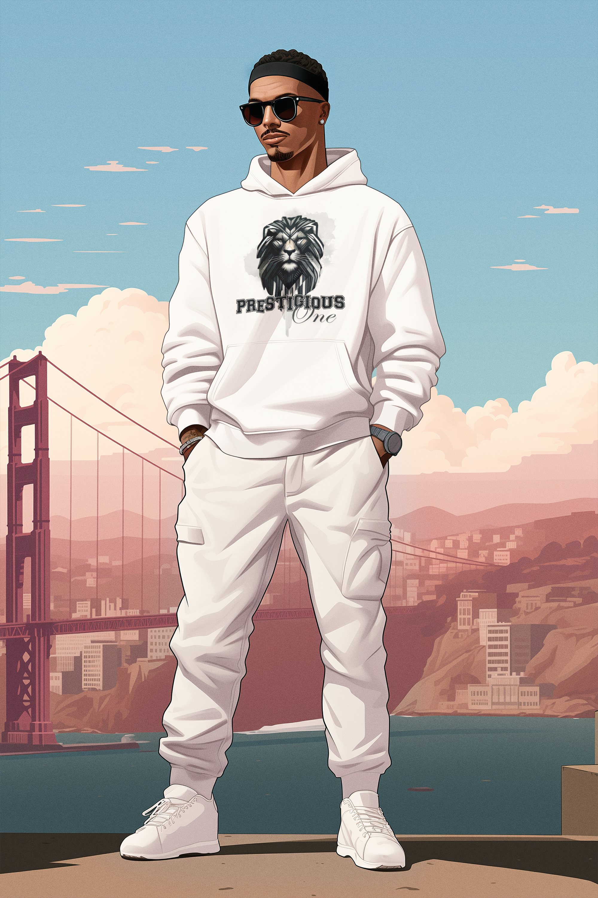Prestigious Lion Unisex Lightweight Hooded Sweatshirt, Streetwear, Gift for Her, Gift for Him, Casual Wear, Animal Lover Apparel