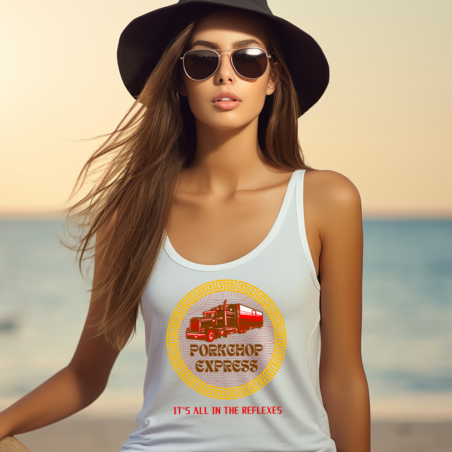 Big Trouble In Little China Porkchop Express Racerback Tank, Horror Fanwear, horror Movie Lover Gift, Big Trouble Little China movie tank top