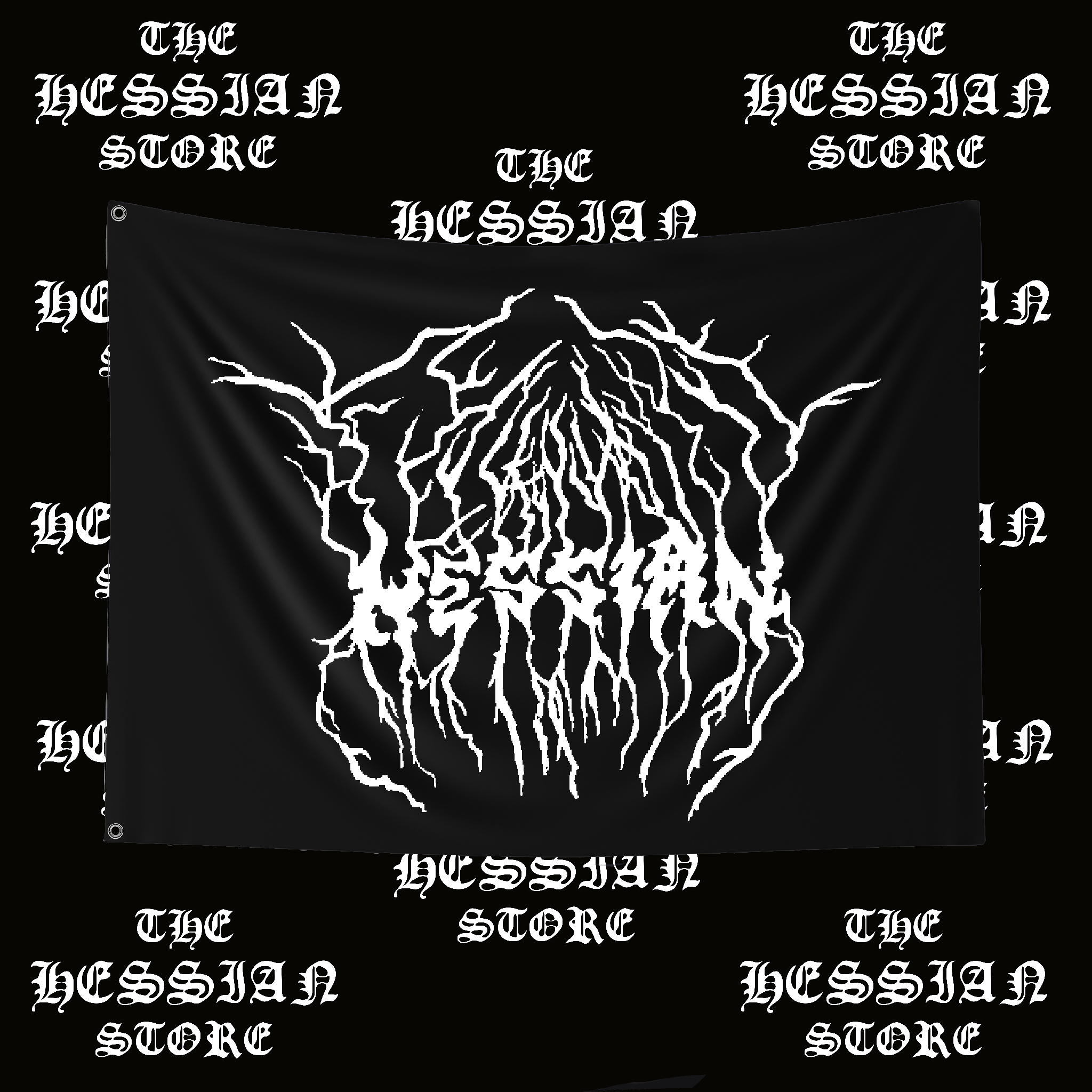 Hessian Metal Logo Double Sided Flag product thumbnail image Hessian Metal Logo Double Sided Flag product thumbnail image