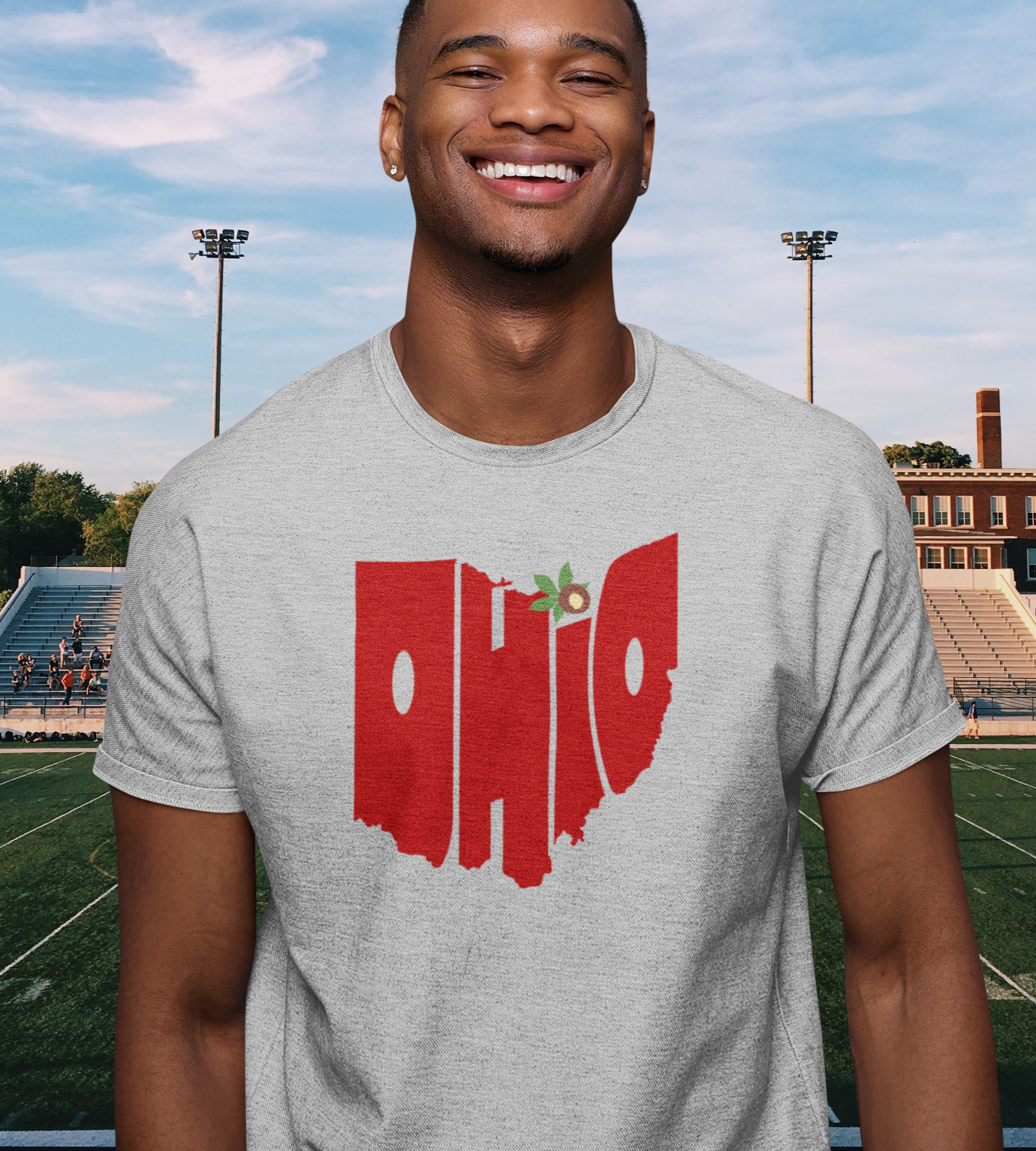 Ohio State Shaped Word Art with Buckeye Dot, Ohio Pride Tshirt, Gift For Ohioan, Ohio lover gift, Buckeye state Tee 
