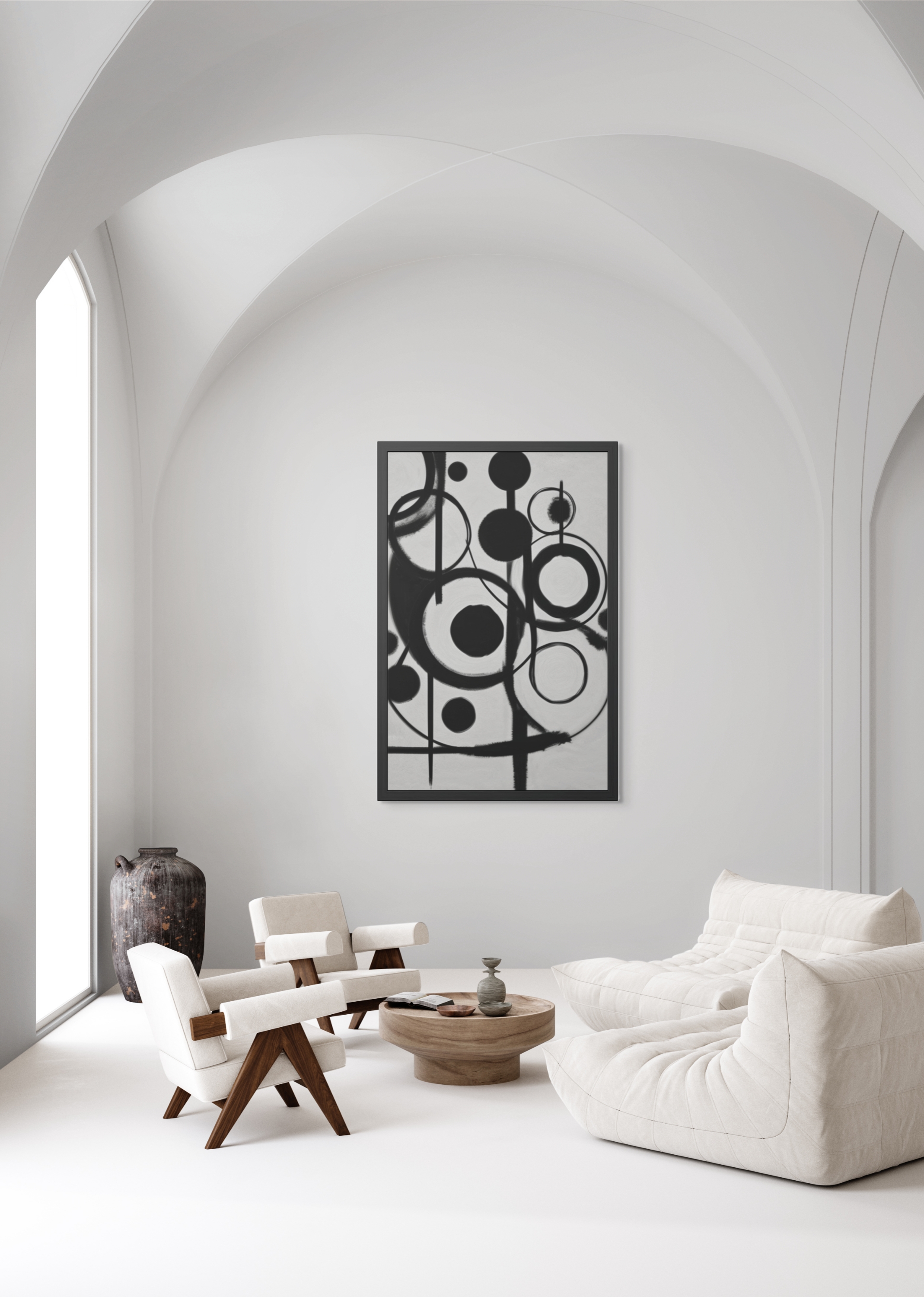 Modern Abstract Framed Posters, Black and White Wall Art, Minimalist Home Decor, Contemporary Art Prints, Gift for Art Lovers product thumbnail image