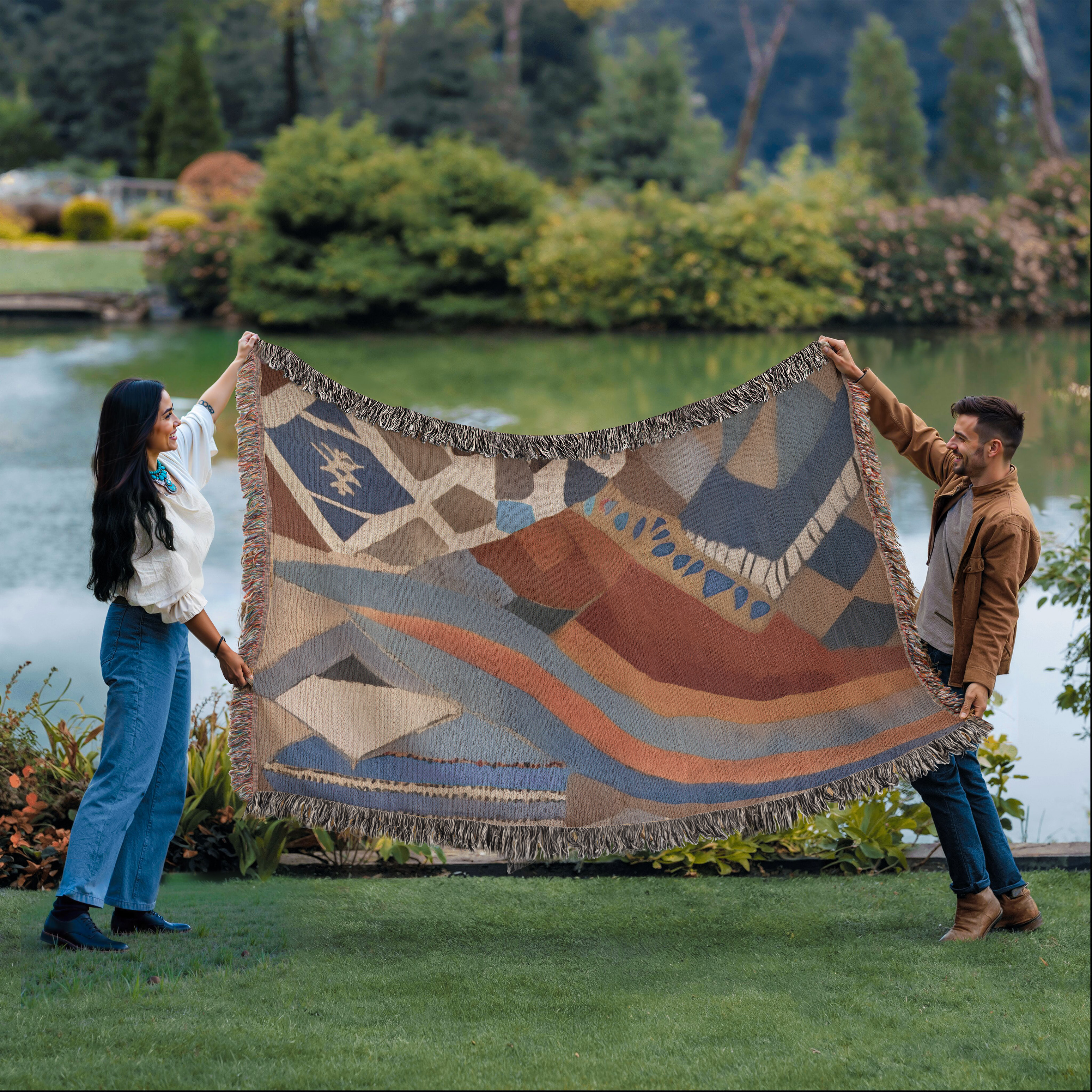 Cozy Geometric Woven Blanket, Modern Throw for Home Decor, Perfect for Picnics, Gifts, Warmth, and Boho Style product thumbnail image Cozy Geometric Woven Blanket, Modern Throw for Home Decor, Perfect for Picnics, Gifts, Warmth, and Boho Style product thumbnail image