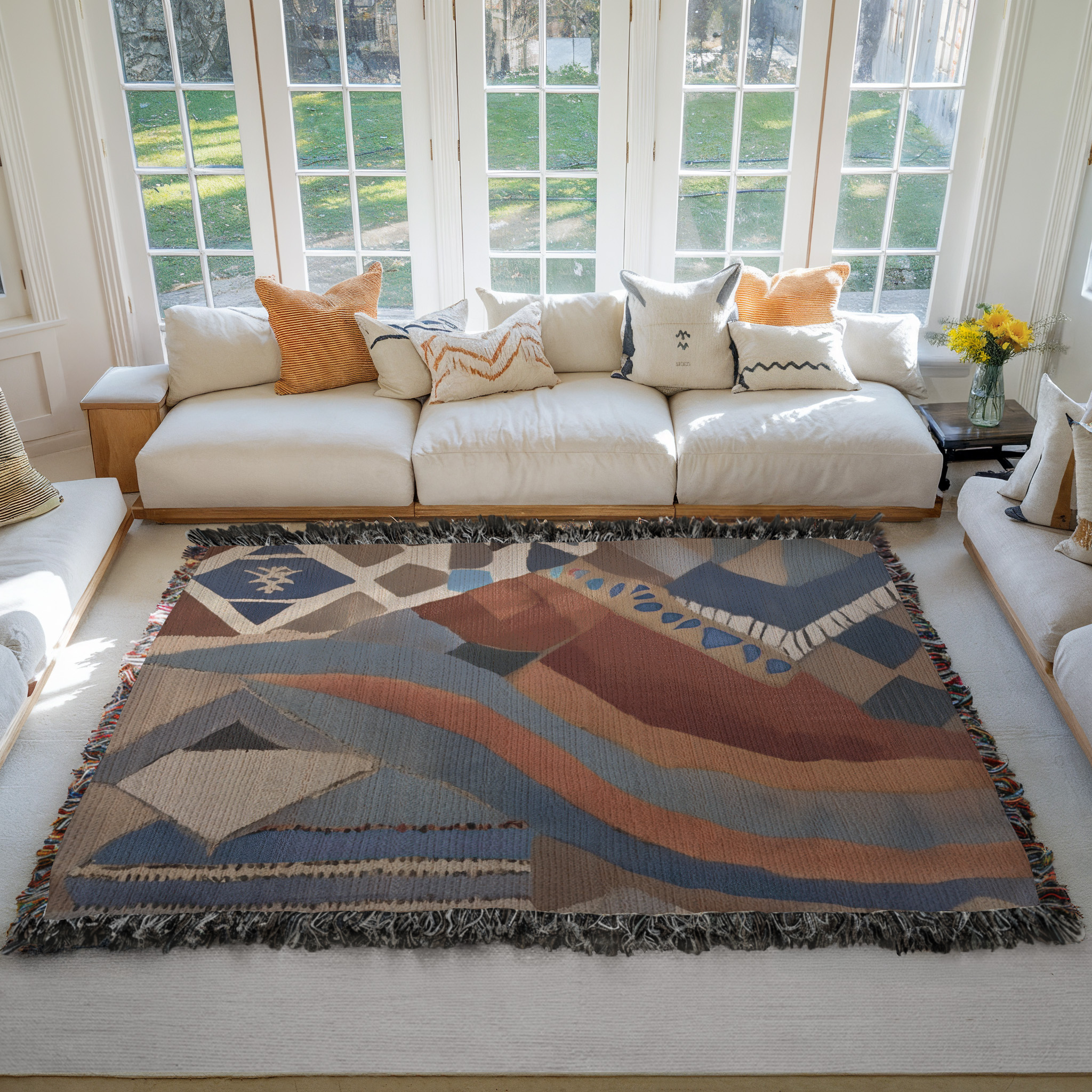 Cozy Geometric Woven Blanket, Modern Throw for Home Decor, Perfect for Picnics, Gifts, Warmth, and Boho Style product thumbnail image Cozy Geometric Woven Blanket, Modern Throw for Home Decor, Perfect for Picnics, Gifts, Warmth, and Boho Style product thumbnail image