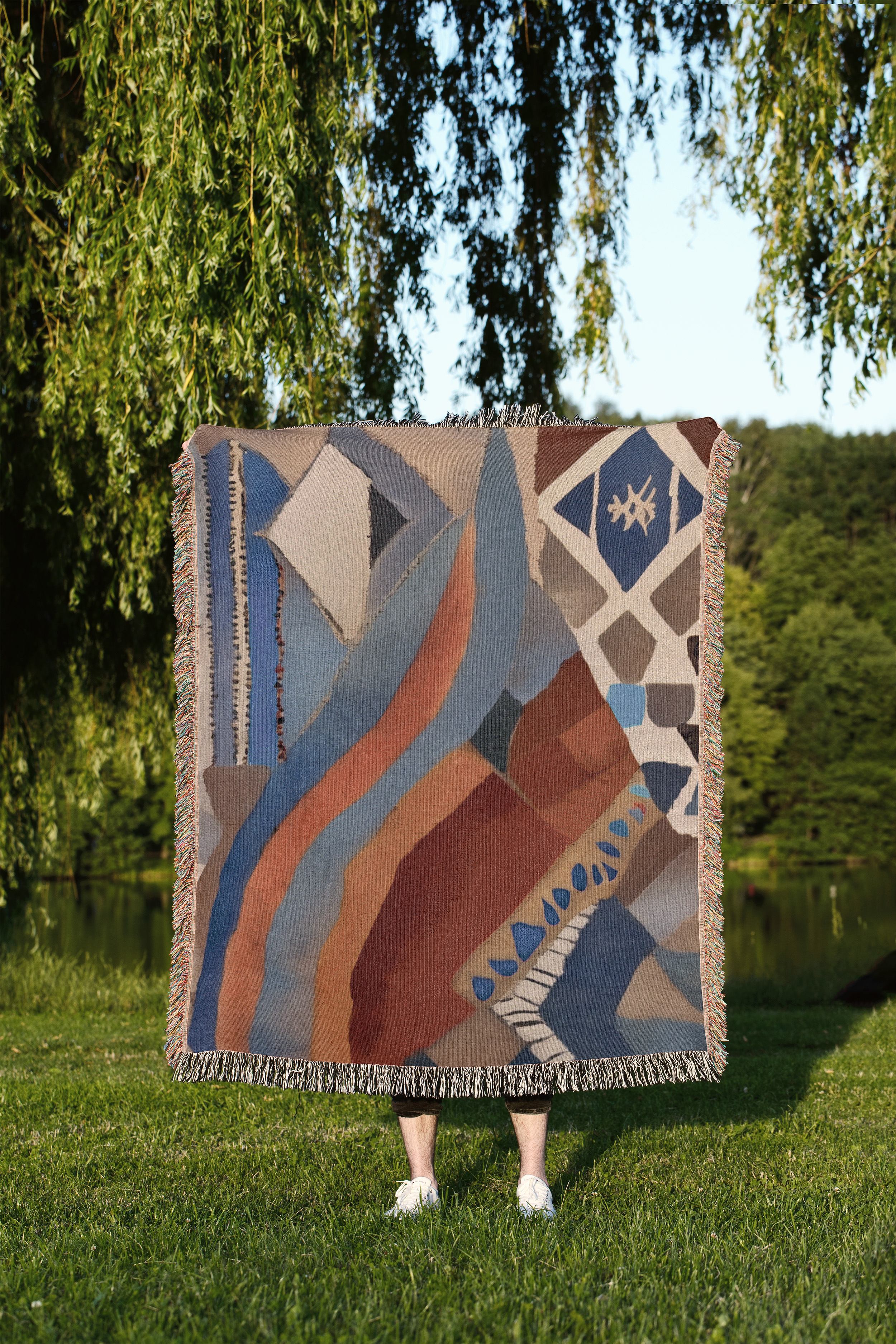 Cozy Geometric Woven Blanket, Modern Throw for Home Decor, Perfect for Picnics, Gifts, Warmth, and Boho Style