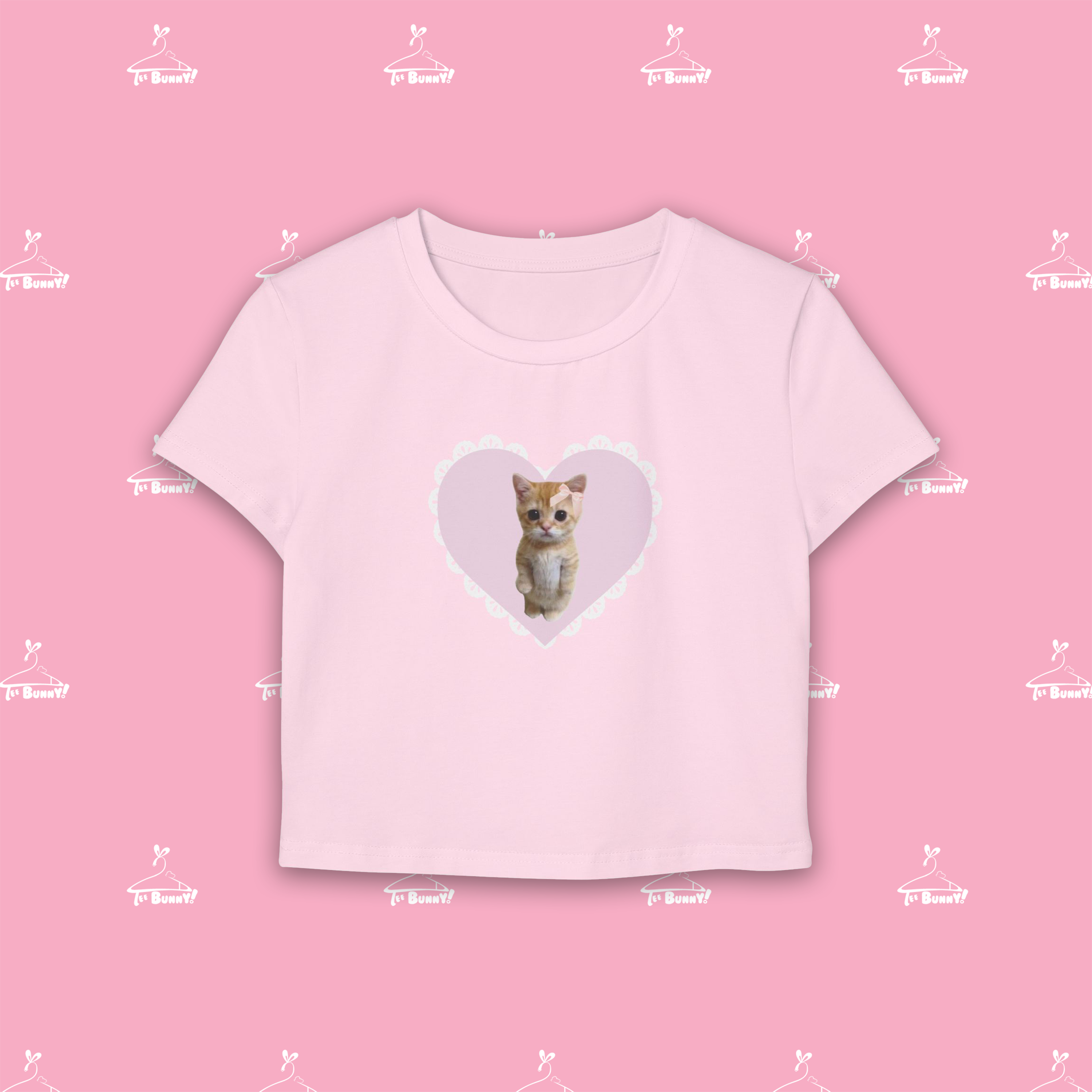 Coquette Cat - (Unisex Crop-Top Baby Tee) product thumbnail image Coquette Cat - (Unisex Crop-Top Baby Tee) product thumbnail image