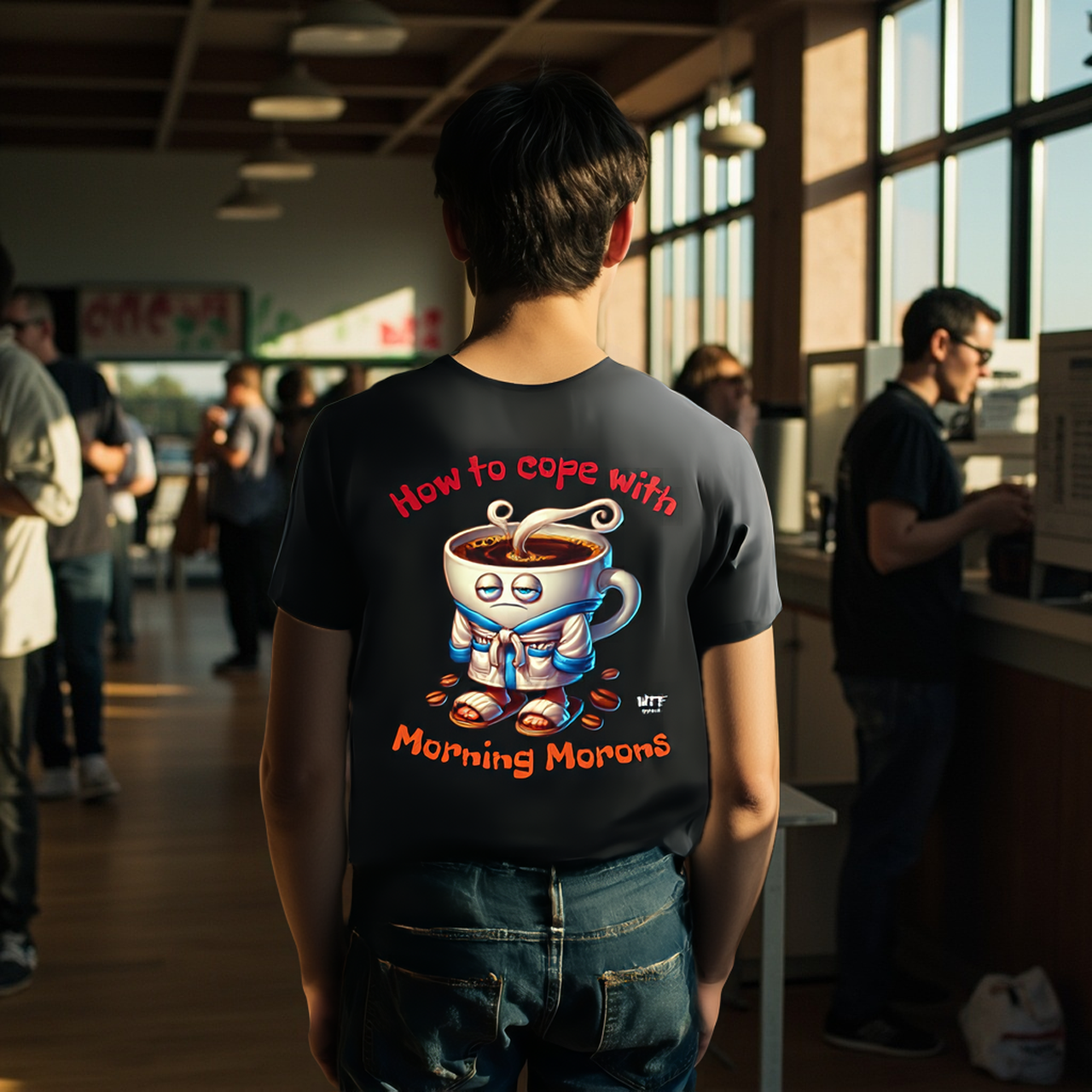 Funny How to Cope with Morning Morons Unisex Tee product thumbnail image