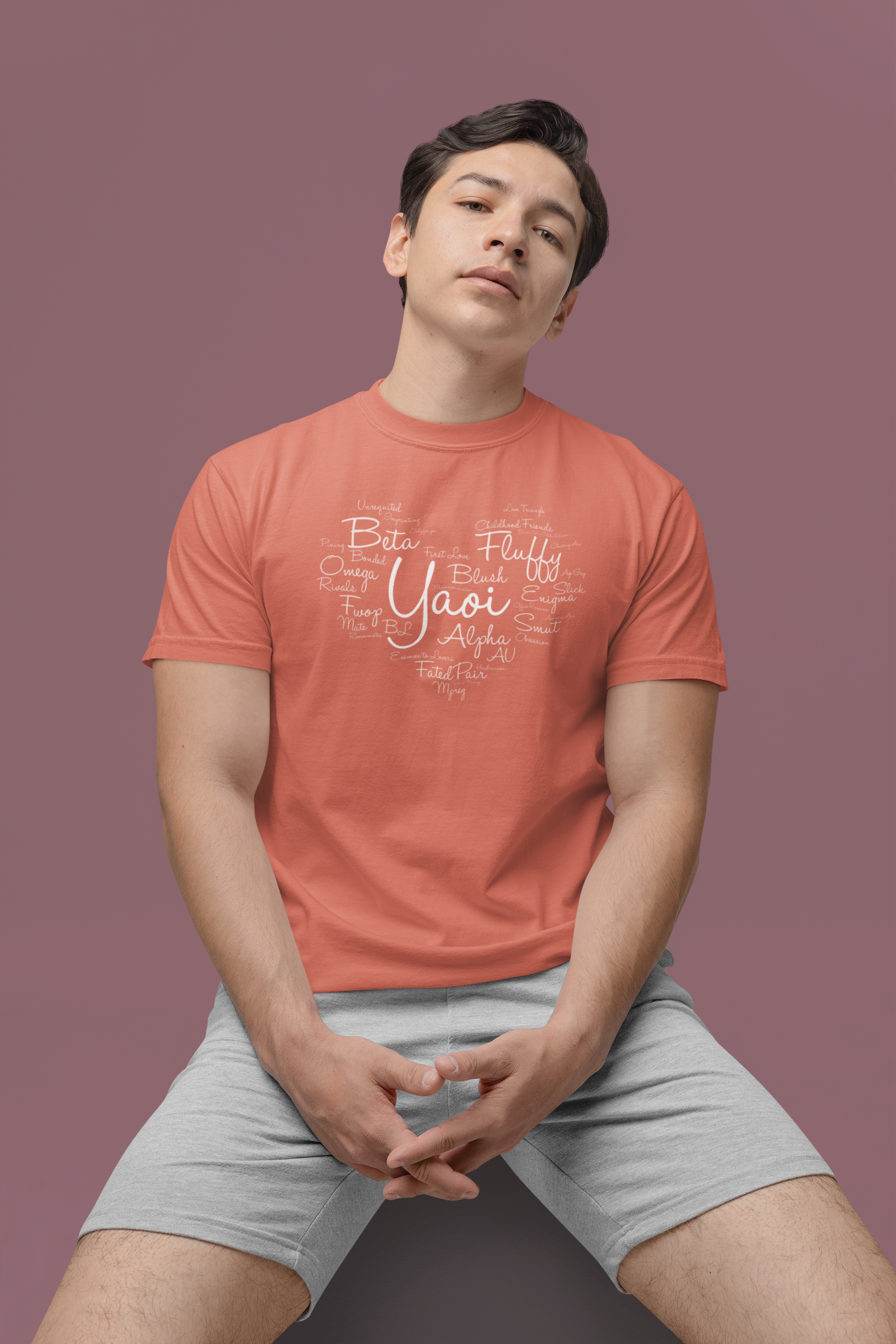 🛒 BL Certified | Heart Shaped Yaoi Word Cloud Tee | Manga and Manhwa Fan Must Have | Add to cart Buy now Shirt | Alpha Omega AU Tropes BLcore Fanwear product thumbnail image
