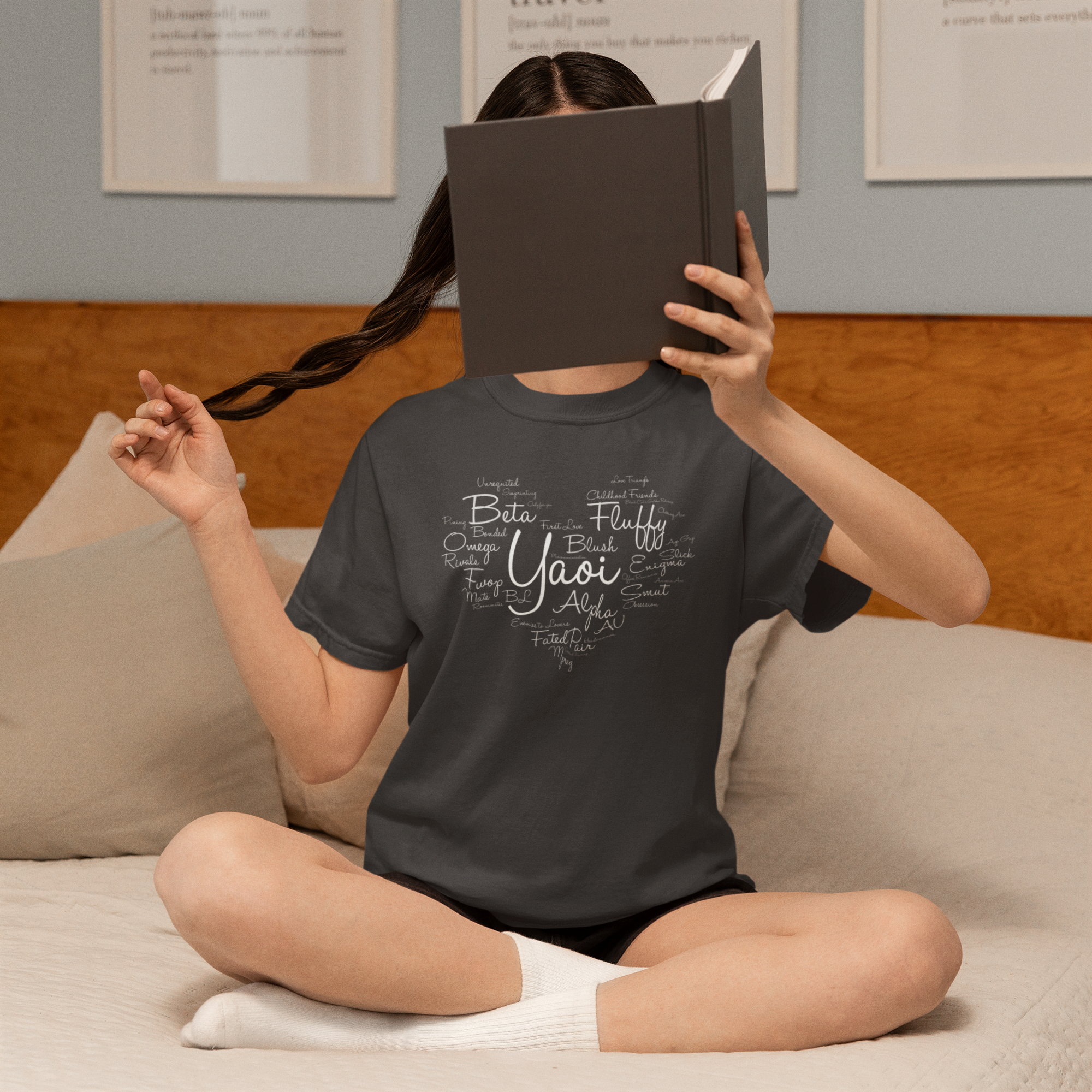 🛒 BL Certified | Heart Shaped Yaoi Word Cloud Tee | Manga and Manhwa Fan Must Have | Add to cart Buy now Shirt | Alpha Omega AU Tropes BLcore Fanwear product thumbnail image
