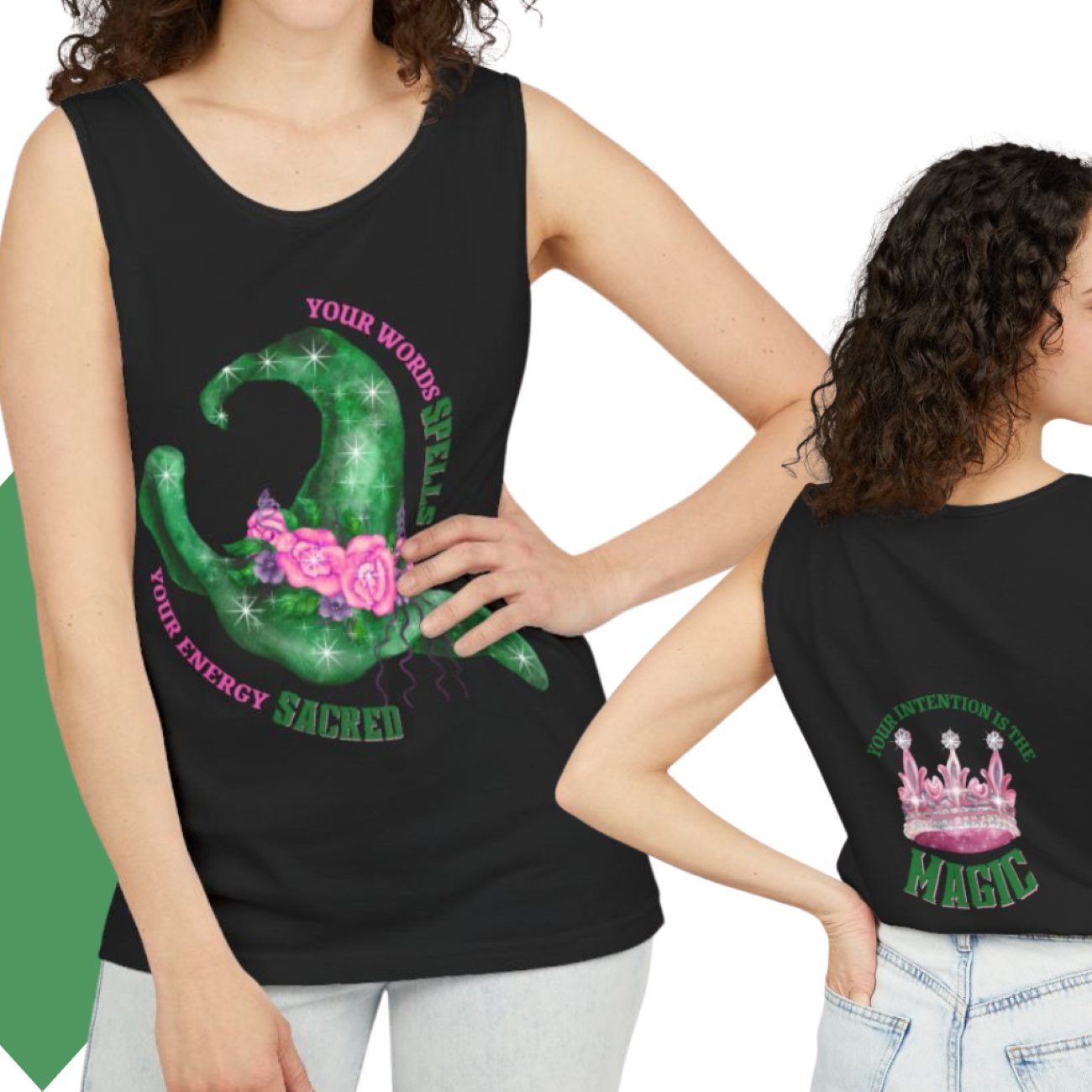 Sacred Magic Tank Top - Unisex Garment-Dyed, Boho Style, Inspirational, Festival Wear, Magical Gift product thumbnail image