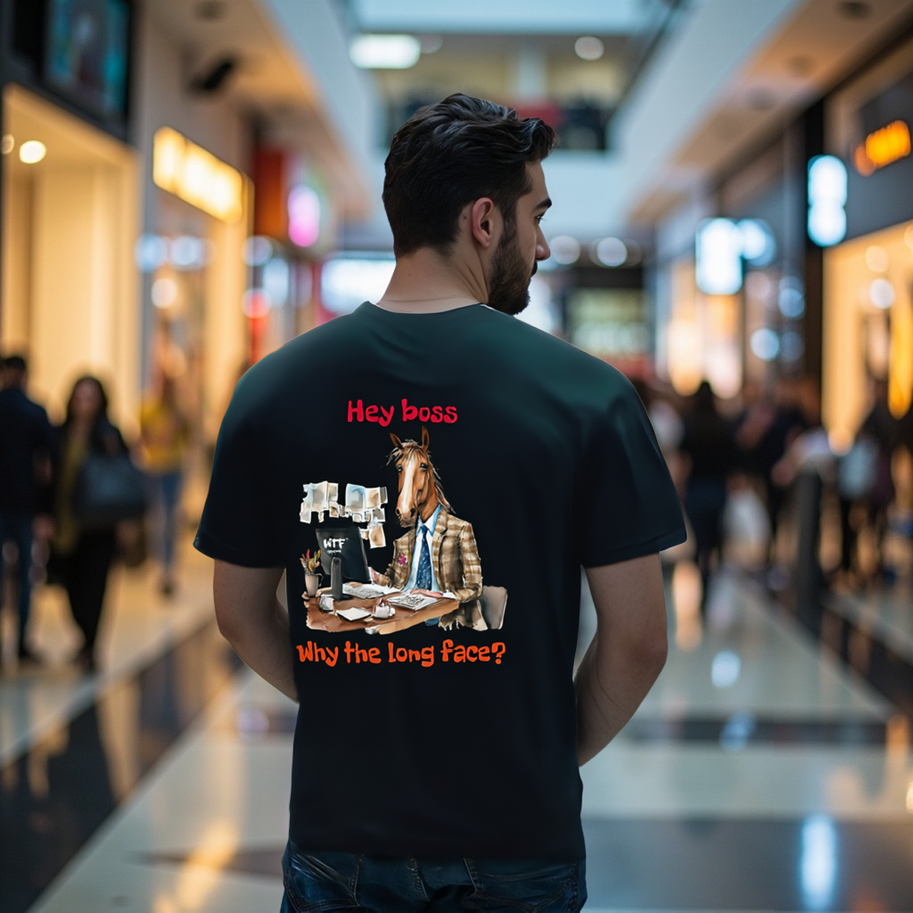 Sarcasm Culture Hey Boss, Why The Long Face? Tee product thumbnail image